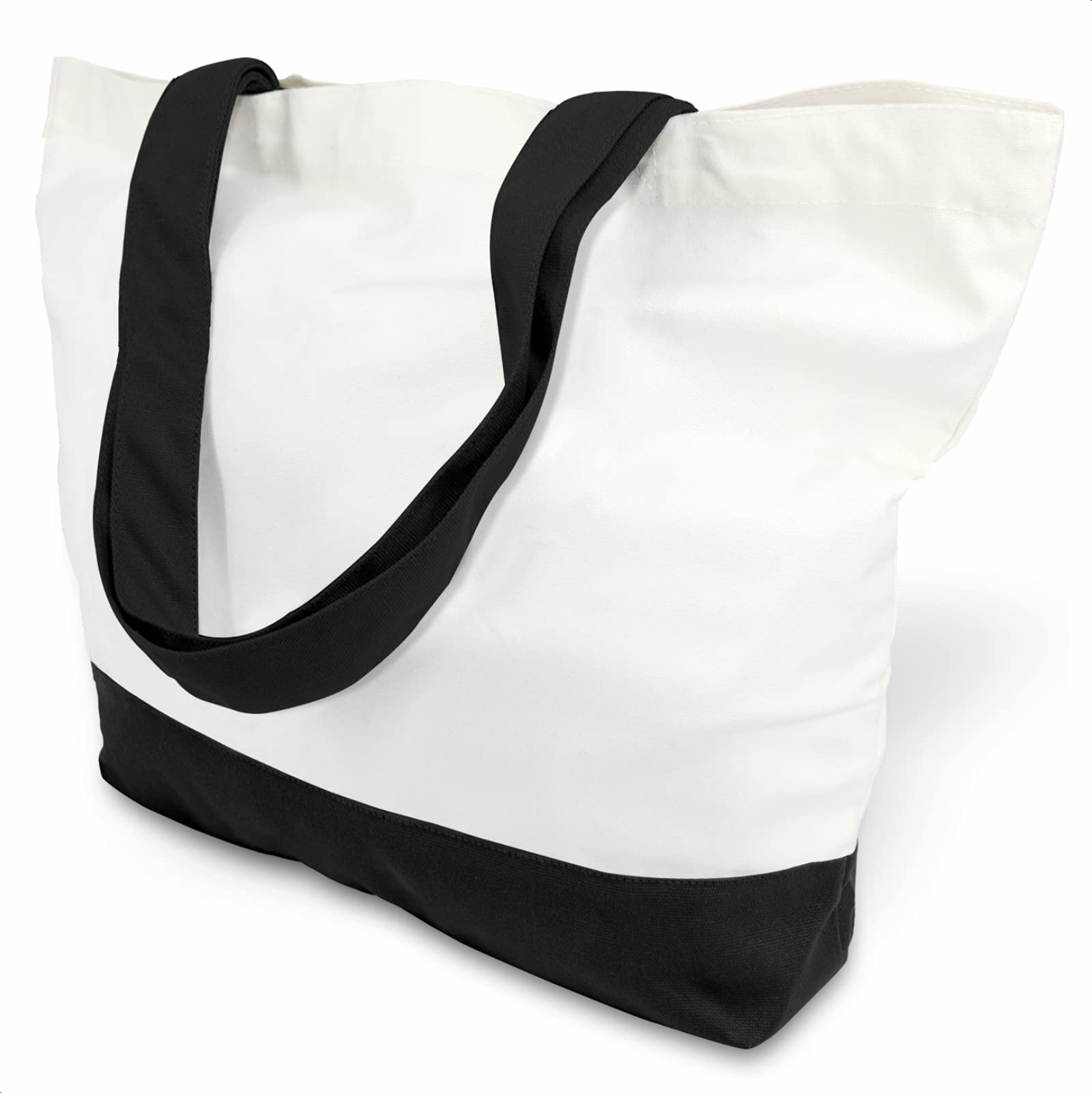 TOPDesign 24-Pack Heavy Duty 12oz Cotton Canvas Tote Bags | Reusable Eco-Friendly Grocery Shopping Bags | Two-Tone Fashion Totes for Crafts, DIY Projects & Creative Designs | Perfect for Farmers Market, Beach Trips & Everyday Use