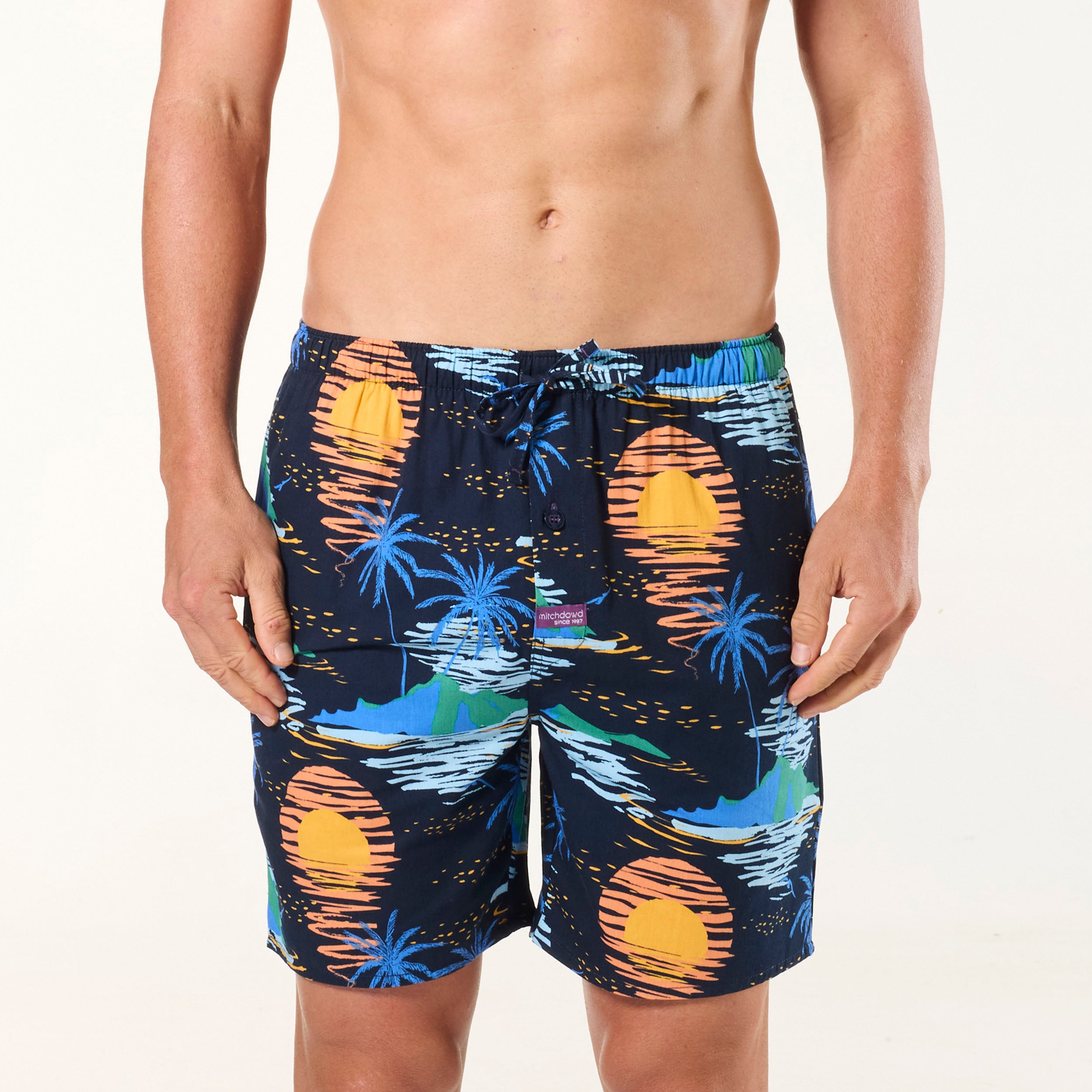 Men's Cotton Sleep Shorts - Soft & Breathable Lounge Pajama Shorts for Nightwear & Relaxation | Navy Blue