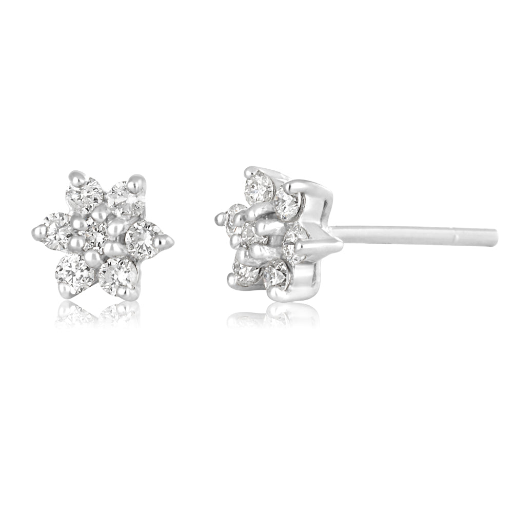 9ct White Gold 1/5 Carat Dazzling Diamond Stud Earrings for Women - Elegant Everyday Jewelry & Special Occasion Gift