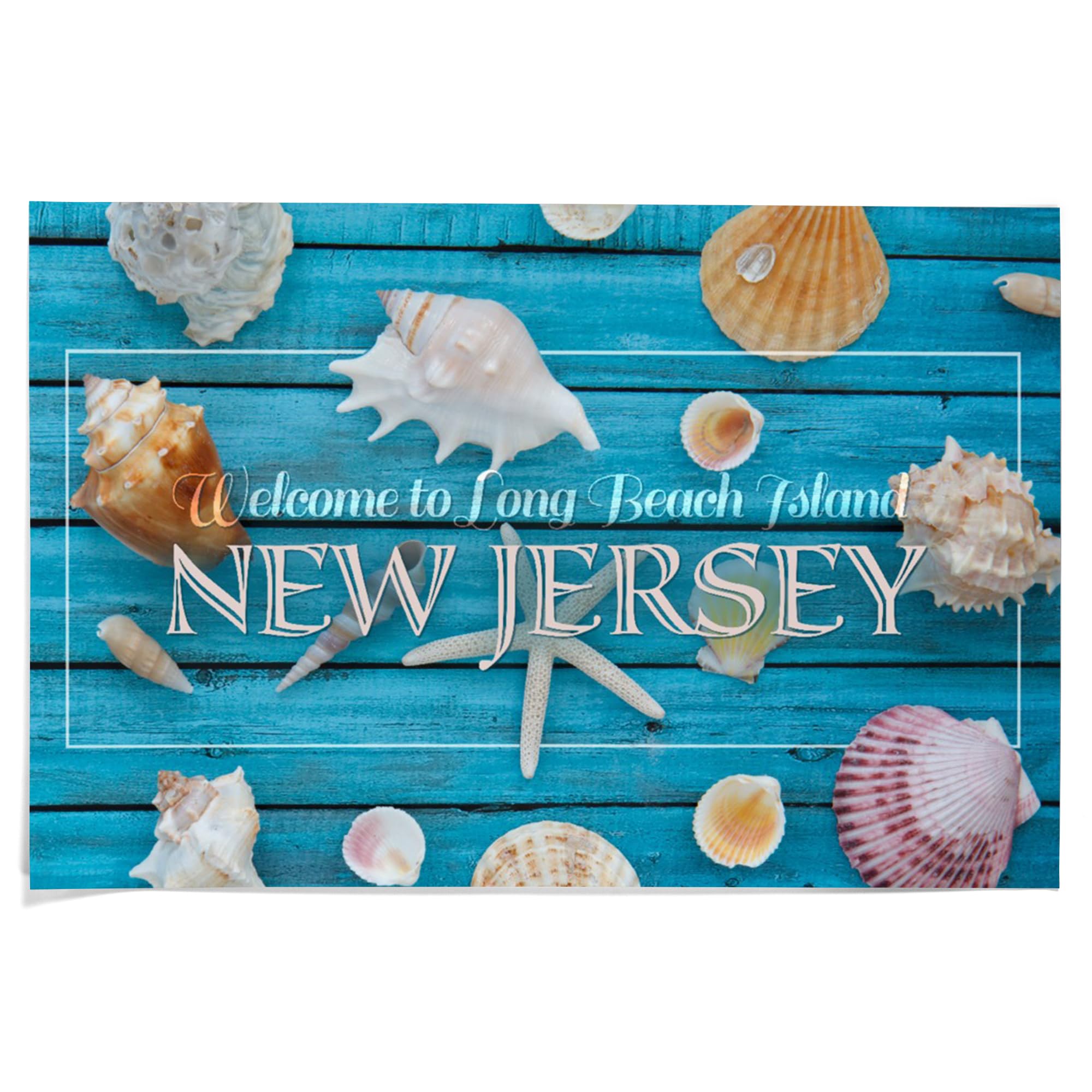 Lantern Press 36x54 Inch Giclee Art Print - Long Beach Island New Jersey Coastal Wall Decor with Seashells | Perfect for Beach House, Living Room & Office Decor