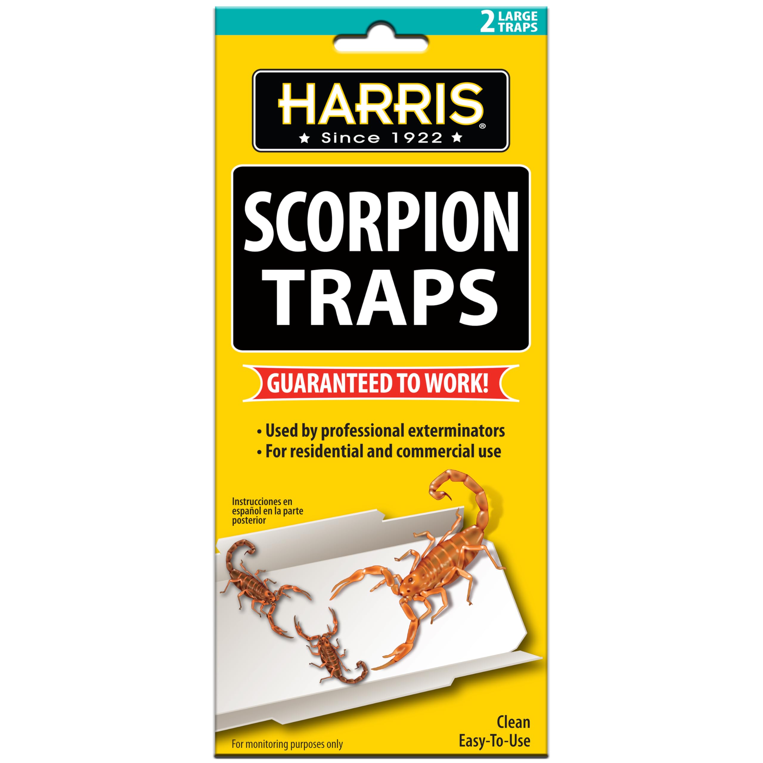 Harris Scorpion Glue Traps (2-Pack) - Non-Toxic Sticky Pest Control for Scorpions, Spiders & Insects | Indoor & Outdoor Use for Homes, Garages & Basements