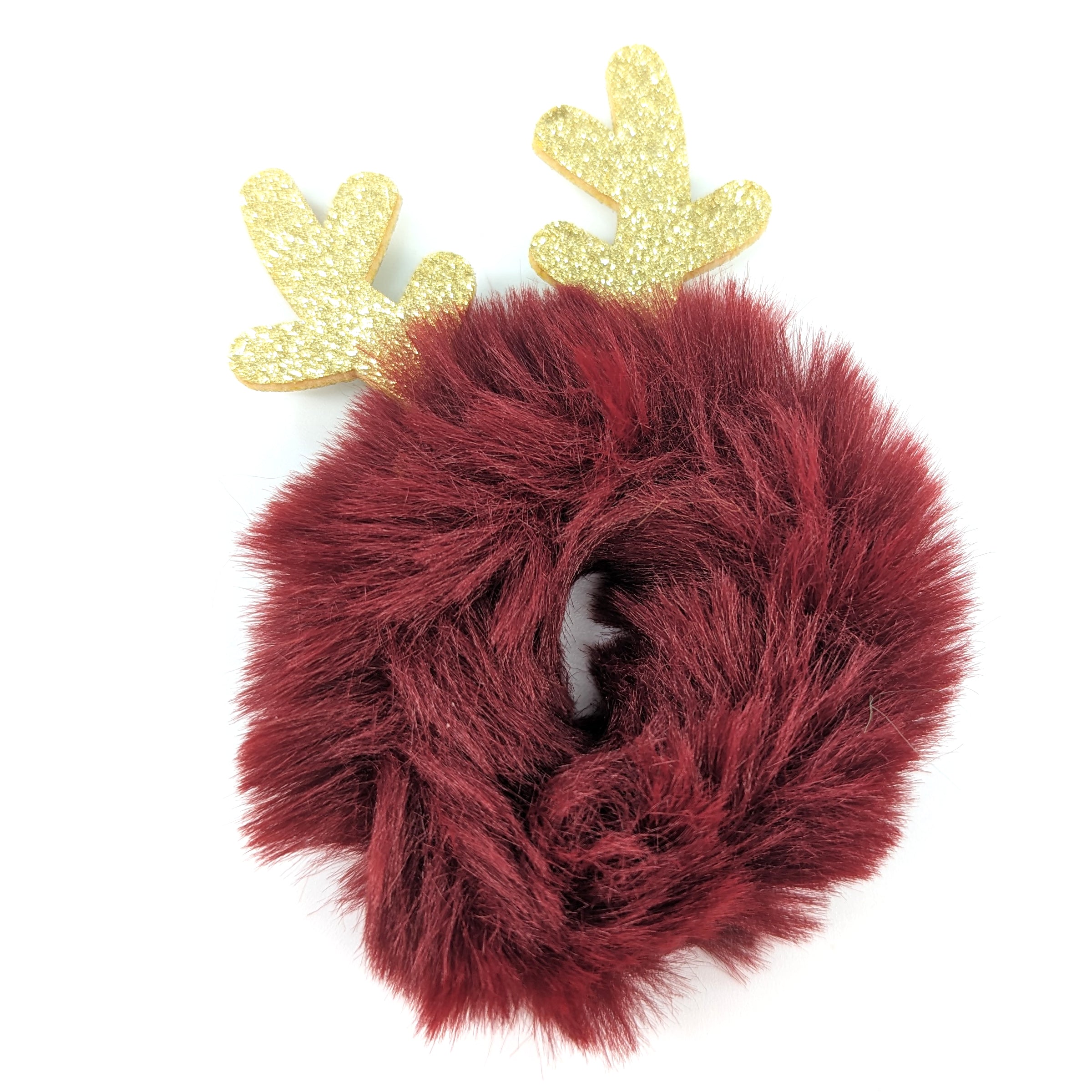 Sparkly Reindeer Antlers Red Faux Fur Hairband - Festive Christmas Headband for Women & Girls (Perfect for Holiday Parties, Costumes & Photo Shoots)