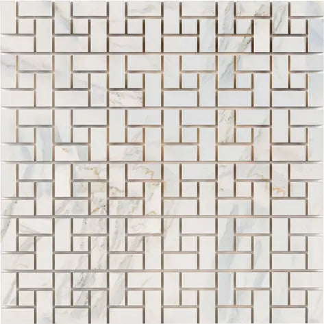 Premium Calacatta Gold Marble Pinwheel Mosaic Tile - Polished or Honed Finish for Kitchen Backsplash, Bathroom Wall & Flooring
