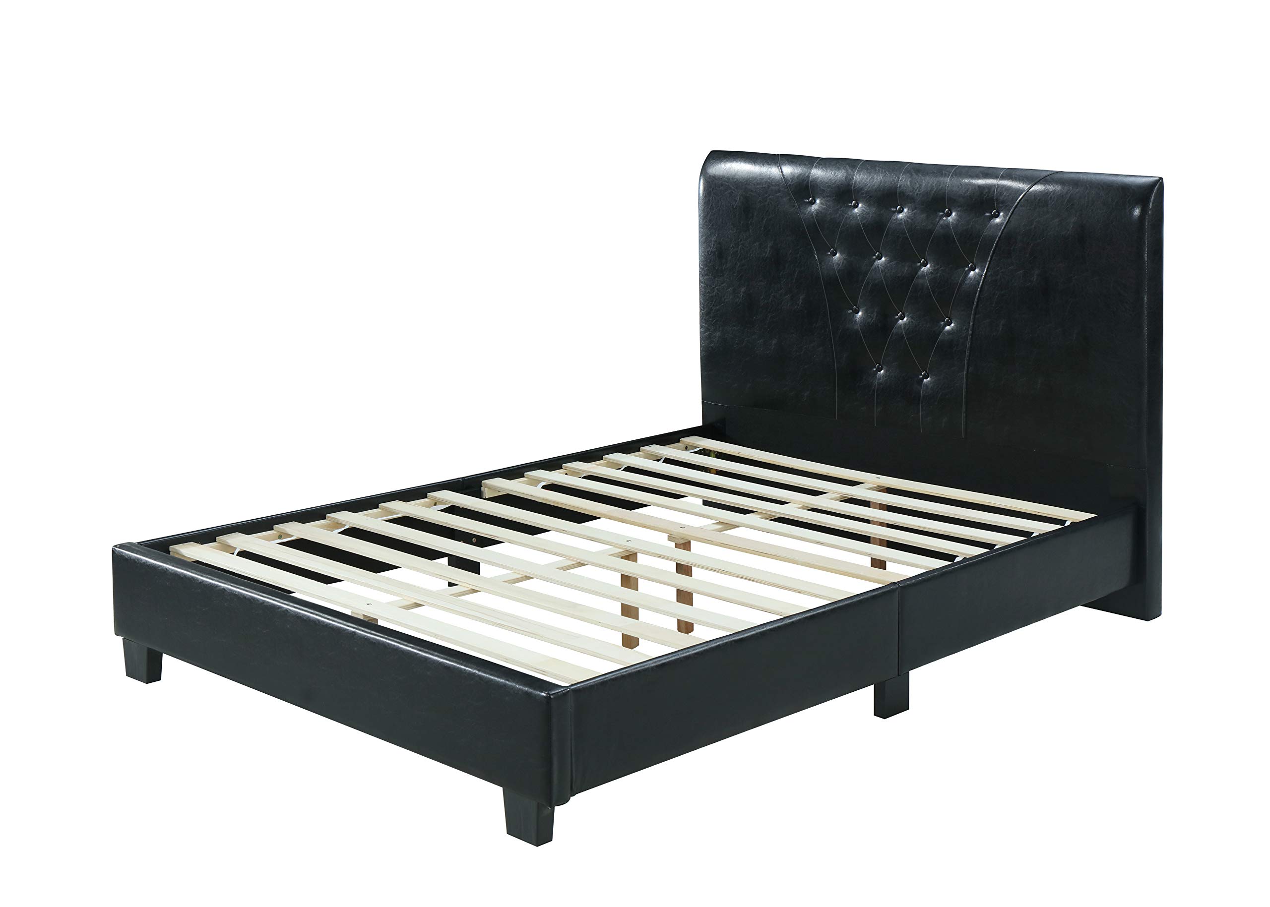 Hodedah Upholstered Queen Size Bed Frame with Platform - Black Upholstered Bed Frame for Modern Bedroom, Perfect for Master Bedroom, Guest Room or Apartment