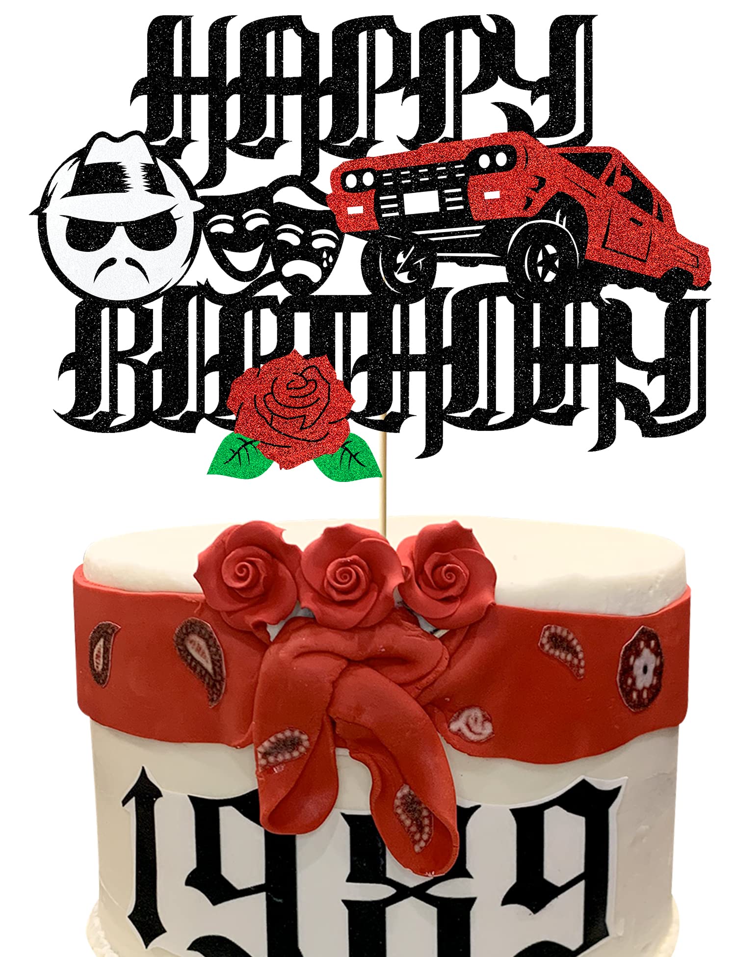 2000s Cholo Cake Topper - Glitter Birthday Party Decorations for Boys, Girls, Men & Women - Old School Car Theme Party Supplies - Perfect for Birthday Cakes, Graduation Celebrations & Themed Events