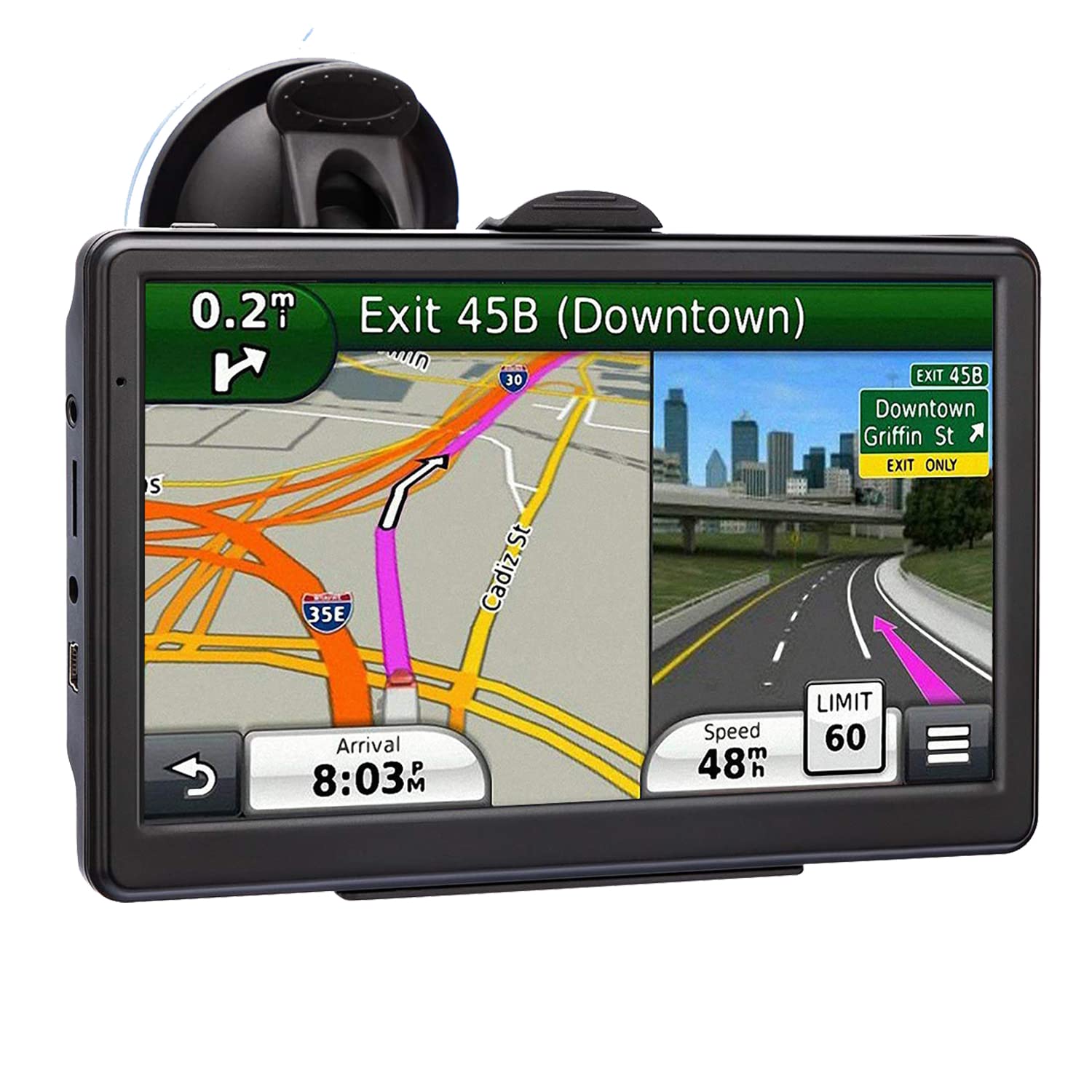 2023 7 Inch Touch Screen Car GPS Navigation with Voice Guidance - Speed & Red Light Alerts - Preloaded North America Lifetime Maps Free Updates - Perfect for Road Trips & Daily Commuting