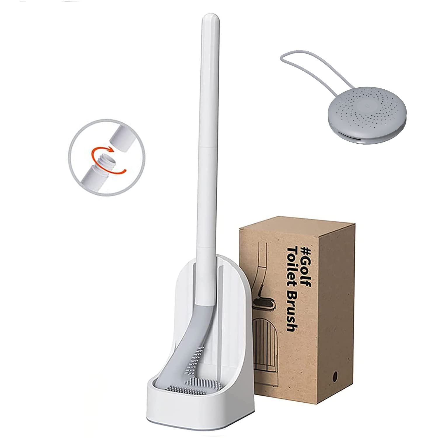 Premium Silicone Toilet Brush with Golf Brush Head - TPR Bristles, Wall-Mounted & Removable Design - Anti-Leakage Base - Includes Storage Box (White) - Perfect for Bathroom Cleaning, Home Hygiene & Easy Maintenance