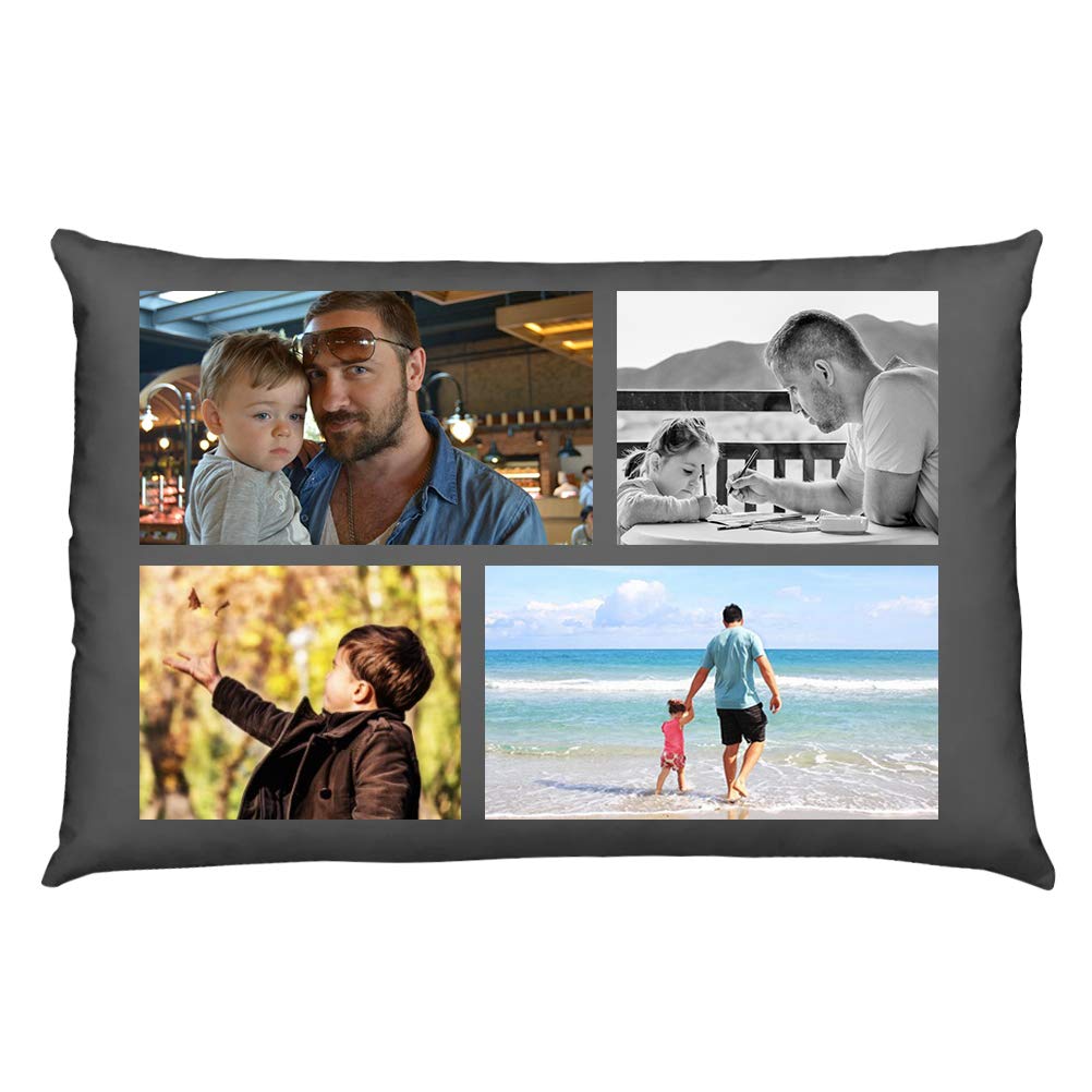 Custom Photo Collage Pillowcase - Personalized 4-Picture Design 20x30 Inch - Perfect for Family Memories, Couples Gifts & Home Decor