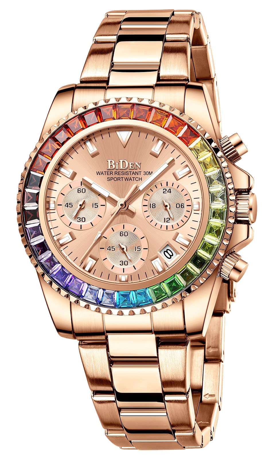 MASTOP Fashion Men's Women's Rose Gold Stainless Steel Waterproof Date Quartz Wristwatch - Perfect for Casual, Office, and Evening Wear