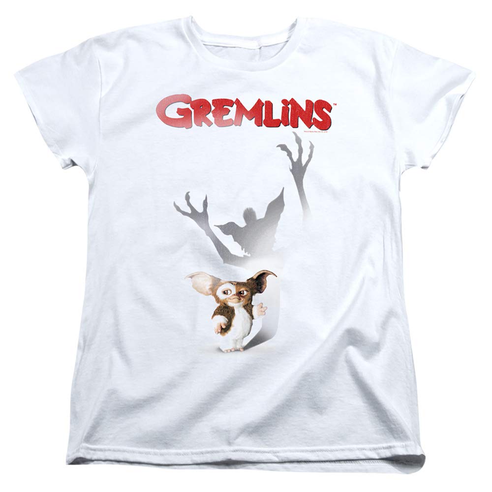 Gremlins Women's T-Shirt - A&E Designs Shadow Poster White Tee - Casual Graphic Tee for Movie Fans & Pop Culture Lovers