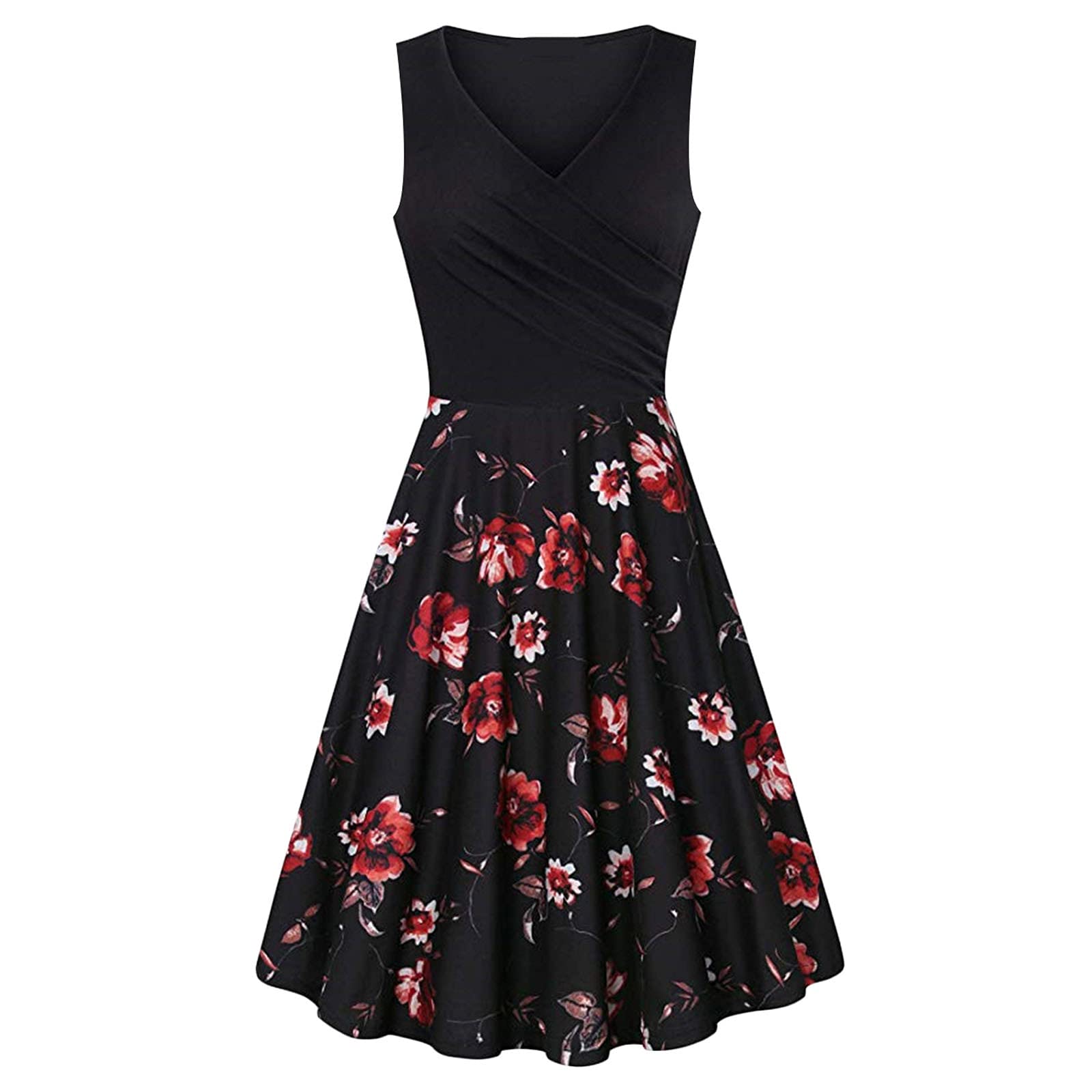 SERYU Women's Floral Print Sleeveless Midi Dress - Summer Casual Pleated Tank Vest Dress for Beach, Vacation & Outdoor Parties | Perfect for Poolside, Date Night & Tropical Getaways