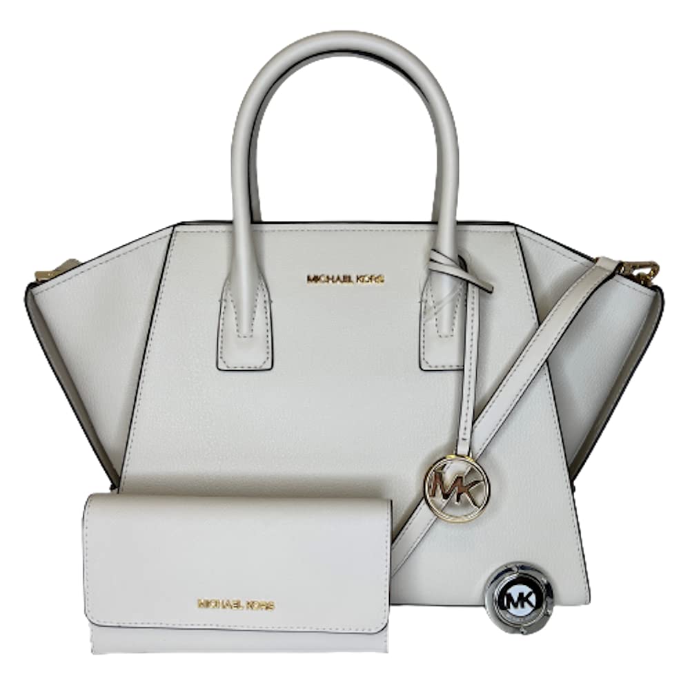 Michael Kors Avril Large Top-Zip Satchel Handbag with Trifold Wallet & Purse Hook - Stylish Women's Leather Shoulder Bag for Work, Travel and Everyday Use