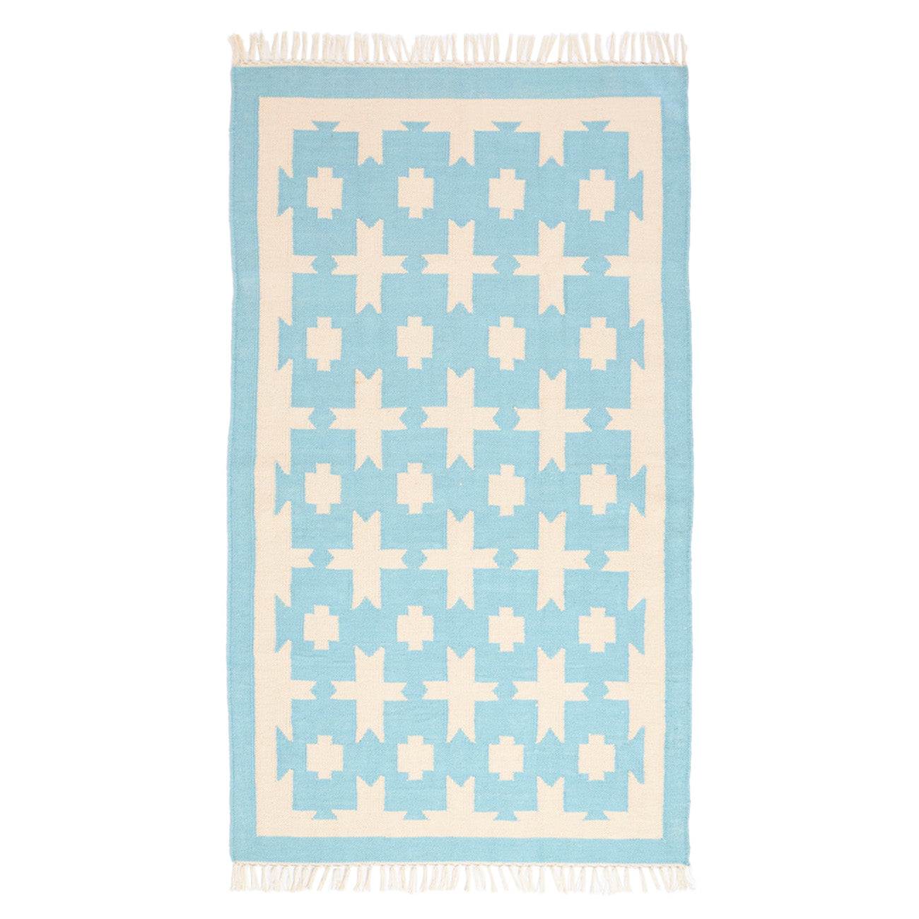 Chunky Cotton Sky Blue Area Rug - Soft and Durable Handmade Rug for Living Room, Bedroom, Nursery - Perfect for Cozy Home Decor and Modern Interior Design