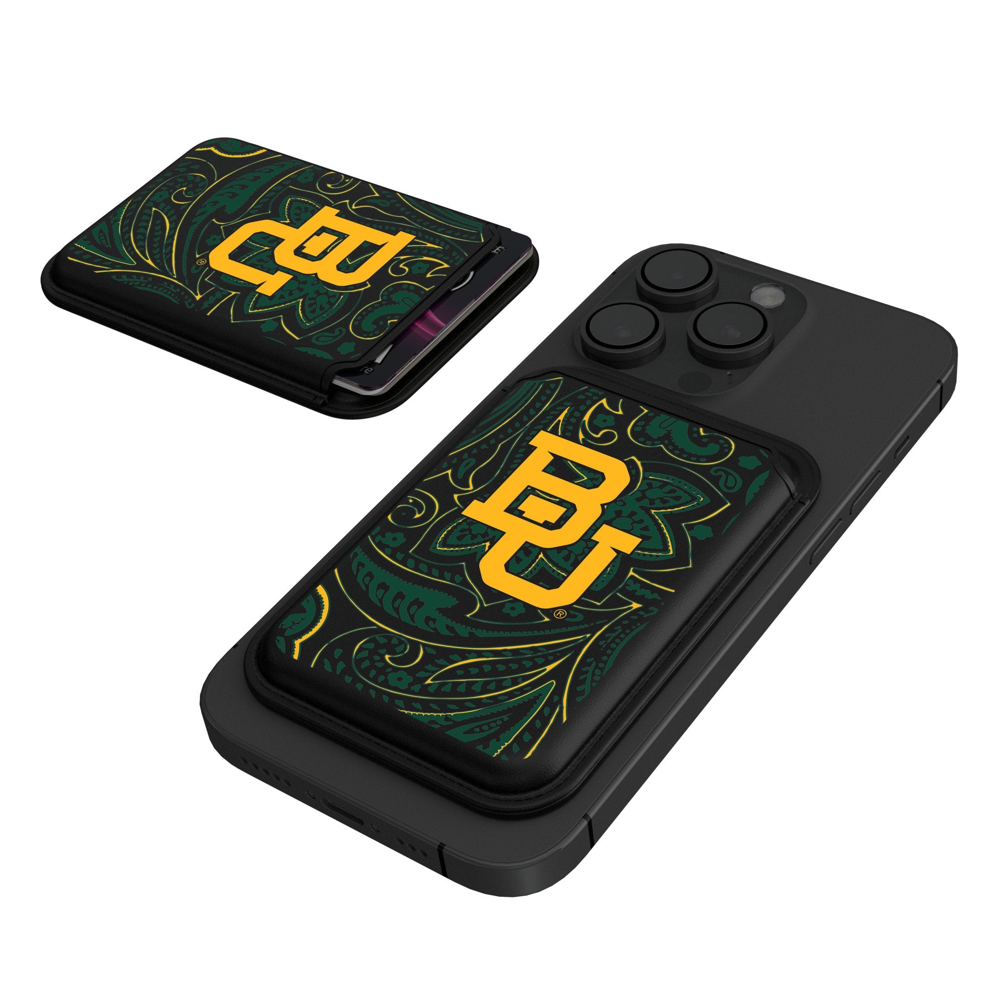 Baylor University Bears Paisley Black Magnetic Credit Card Holder Wallet - Perfect for Game Day, Travel & Everyday Use