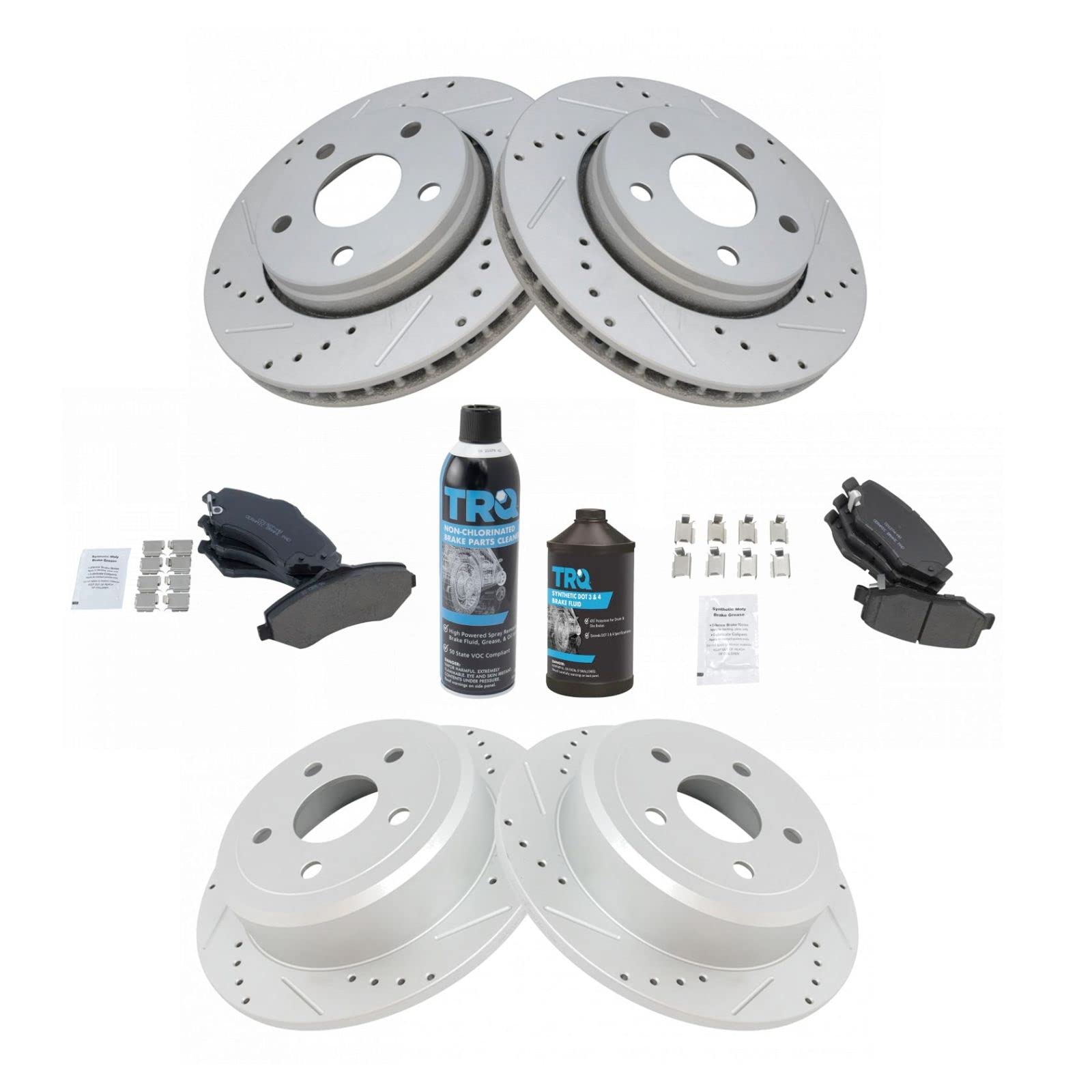 Premium Ceramic G-Coated Front & Rear Brake Pad & Rotor Kit - Compatible with 2007-2018 Jeep Wrangler JK | High-Performance Braking System for Off-Road Adventures & Daily Commuting