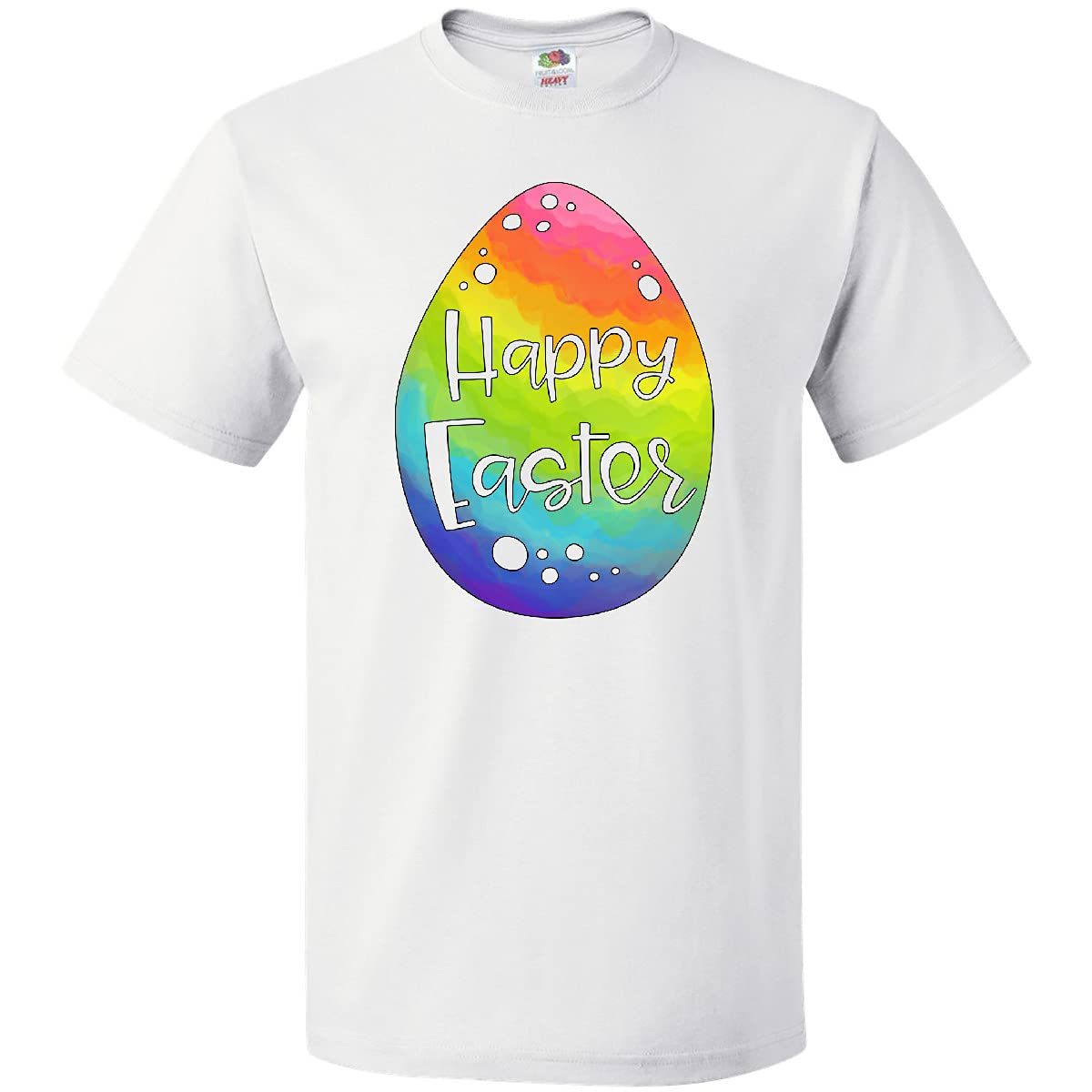 Inktastic Happy Easter Rainbow Easter Egg Graphic T-Shirt - Fun Holiday Gift for Easter Celebrations & Spring Festivities