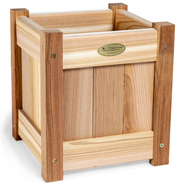 Premium Cedar Planter Box for Outdoor Garden - Natural Wood Raised Garden Bed with Drainage Holes - Perfect for Flowers, Herbs, Vegetables on Patio, Deck or Backyard