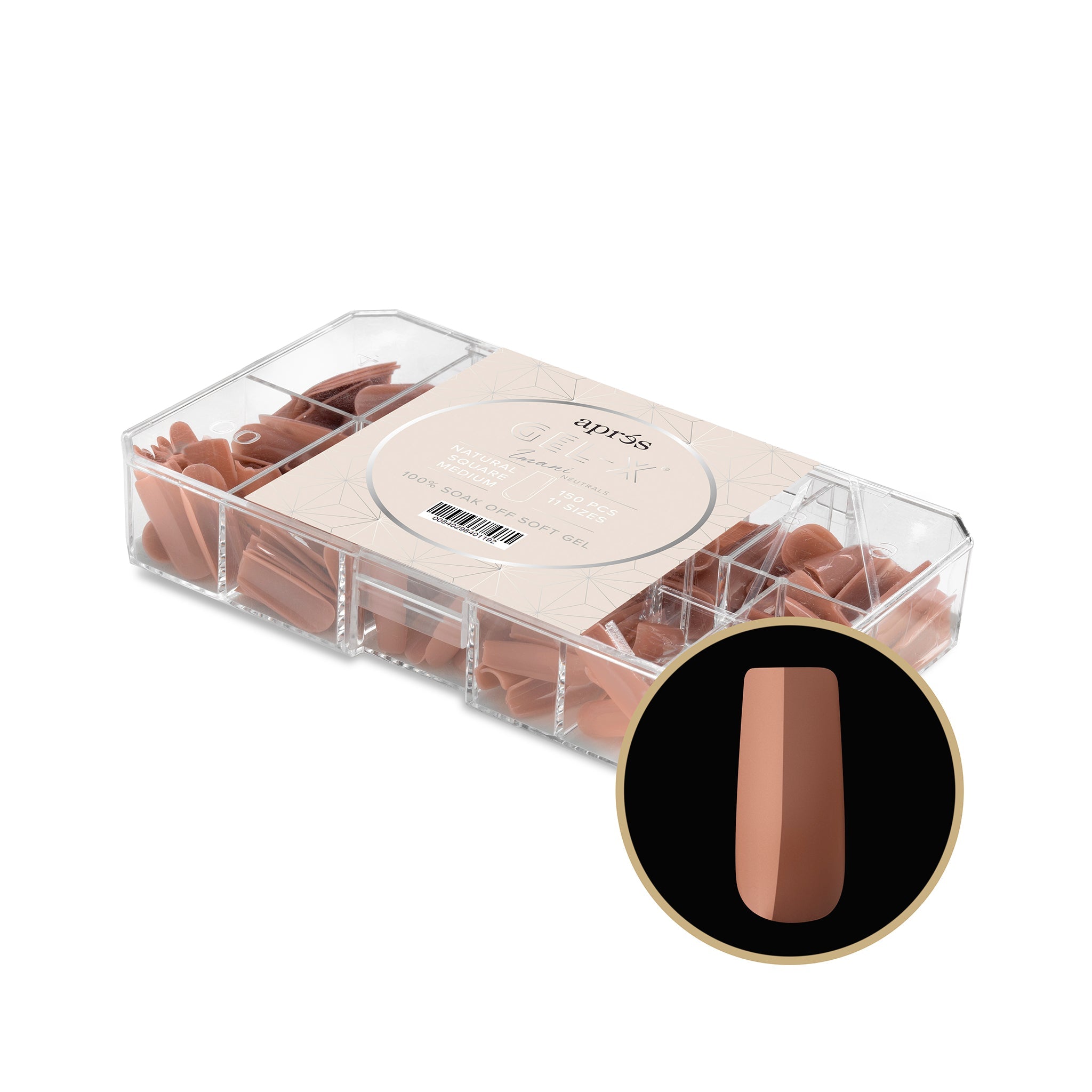 Apres Gel X Tips 2.0 - Imani Natural Square Medium Nail Extensions (150 Pcs) | Professional Salon Quality Press-On Nails for Manicures & Pedicures | Perfect for Weddings, Parties & Special Occasions