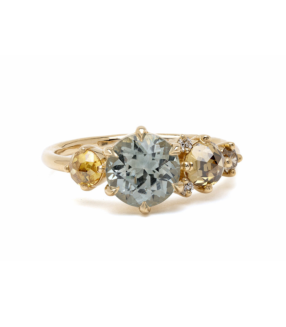 Exquisite Family Ring with Mint Green Montana Sapphire & Diamonds – Perfect for Weddings, Anniversaries & Special Occasions
