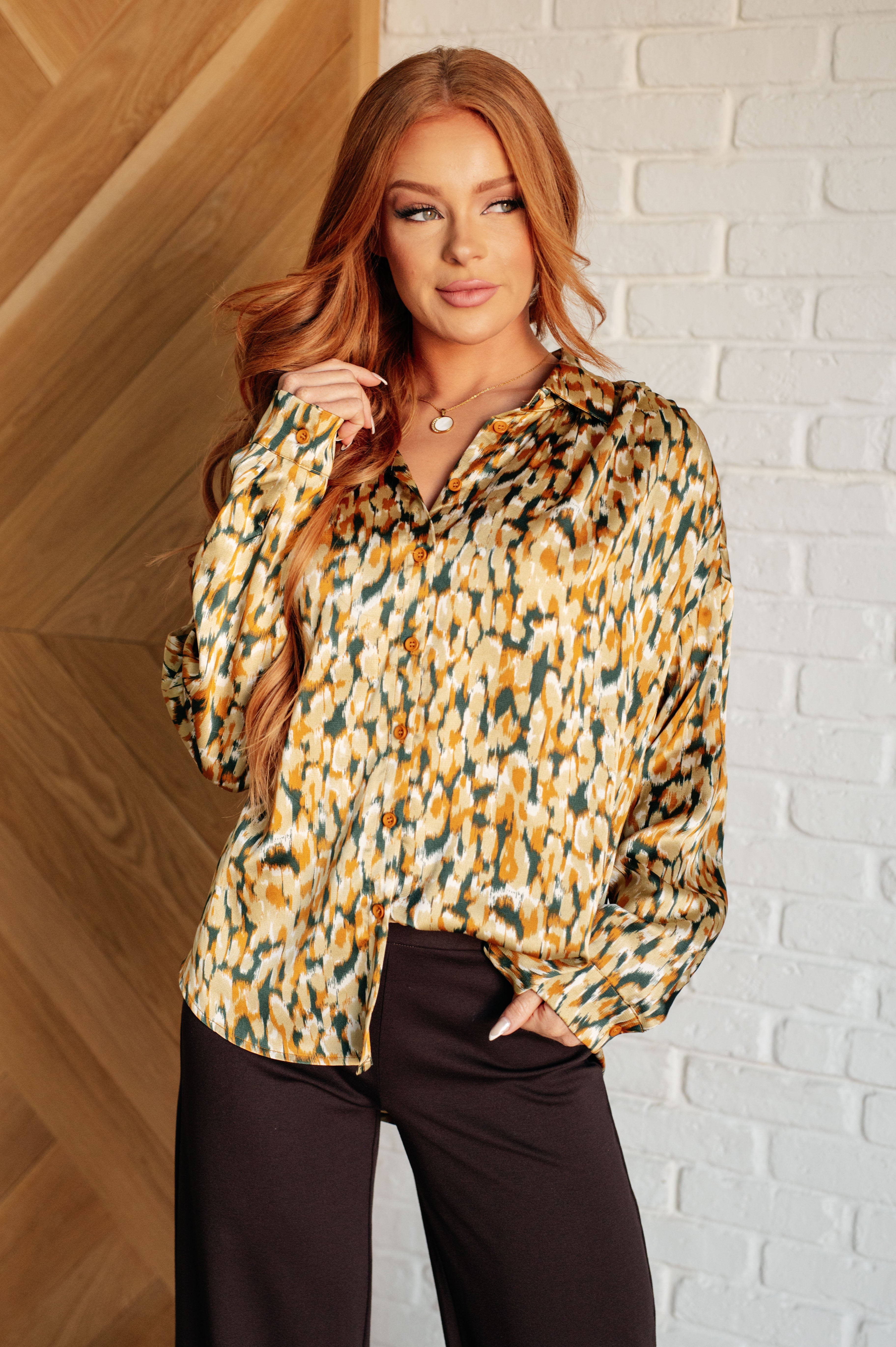 Stylish In the Willows Button Up Blouse for Women | Elegant Long Sleeve Shirt | Perfect for Office, Date Night & Casual Outfits