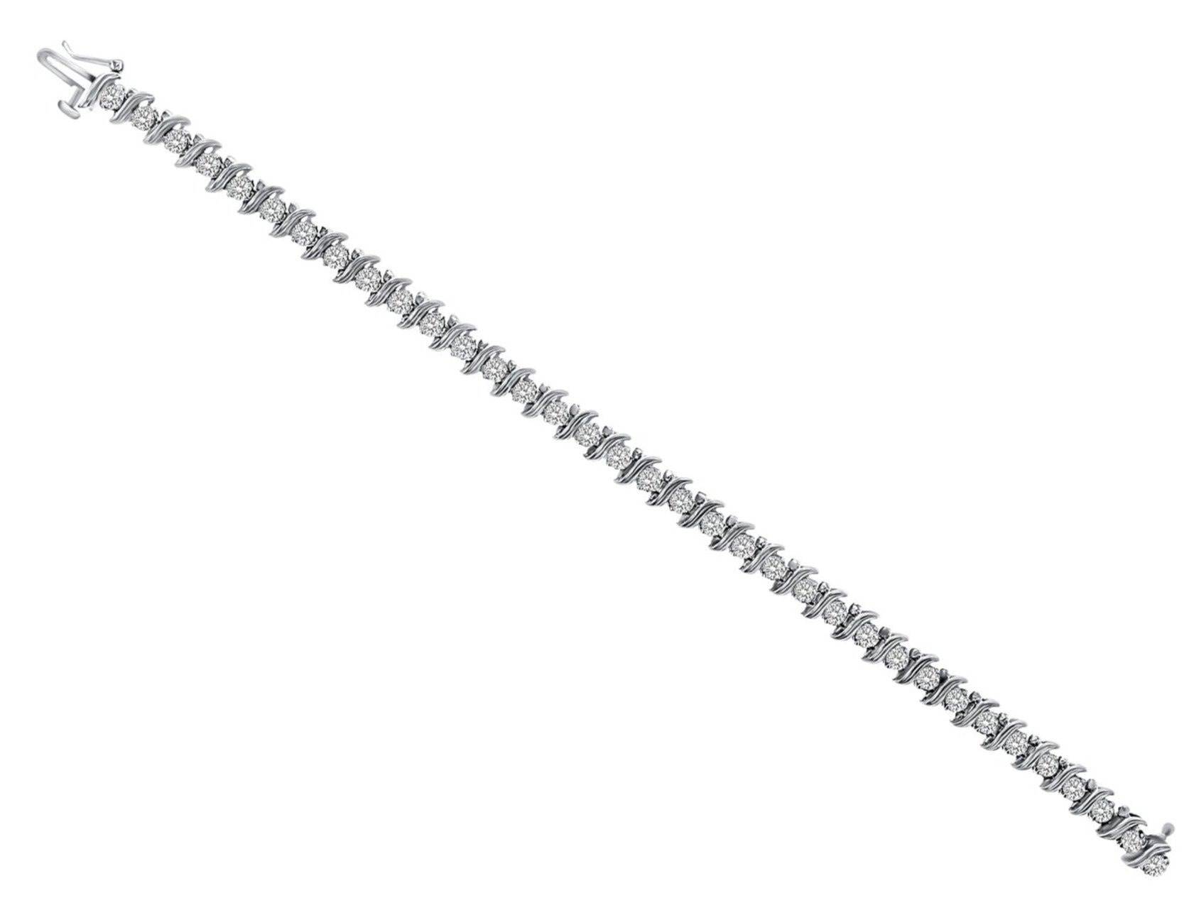 3 Carat Vintage S-Style Diamond Tennis Bracelet in 14K White Gold - Elegant Jewelry for Weddings, Anniversaries & Special Occasions