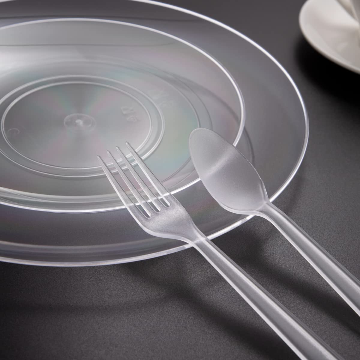 500-Piece Clear Plastic Forks & 500-Piece Clear Plastic Spoons Set with 100-Piece 10.25