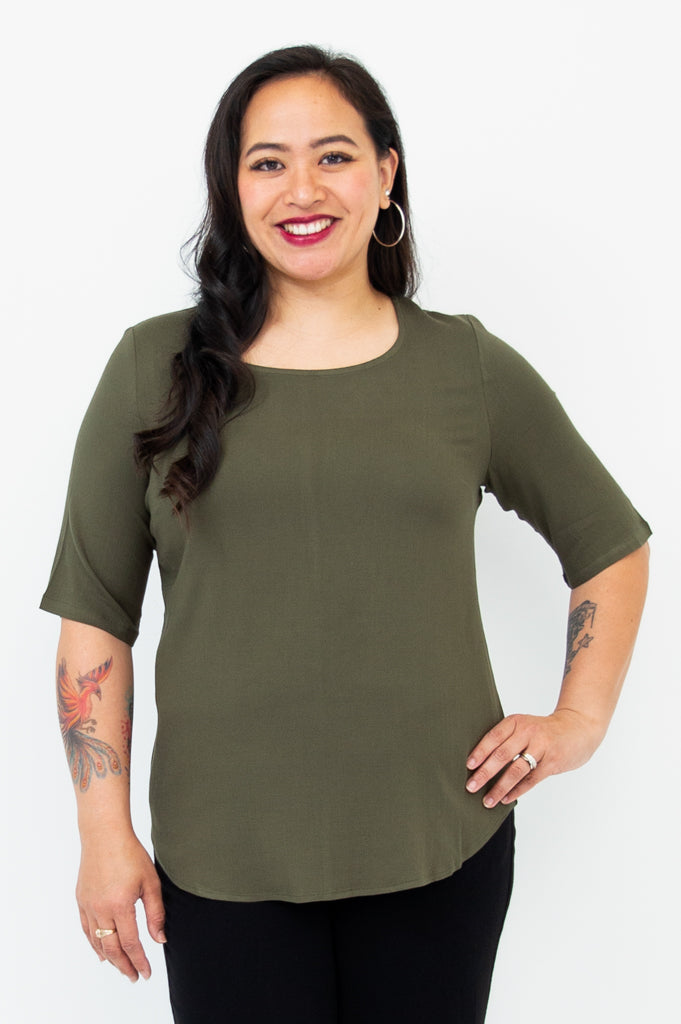 Liza Women's Bamboo Top - Soft & Breathable Khaki Blouse for Casual Wear & Summer Outfits