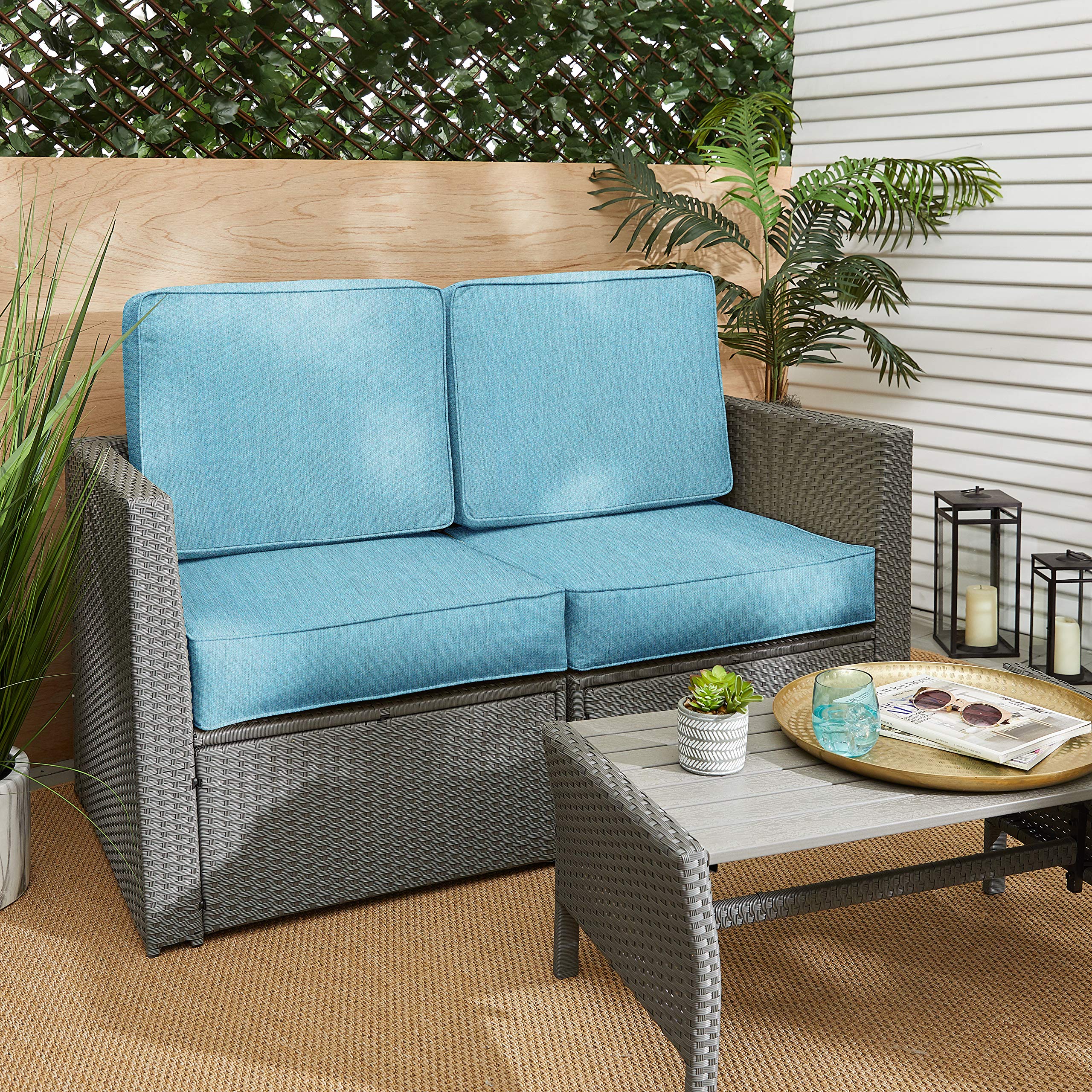 Sorra Home Outdoor Cushions - Waterproof Sunbrella Fabric with Cast Horizon Design - Perfect for Patio Furniture, Poolside Loungers & Garden Seating