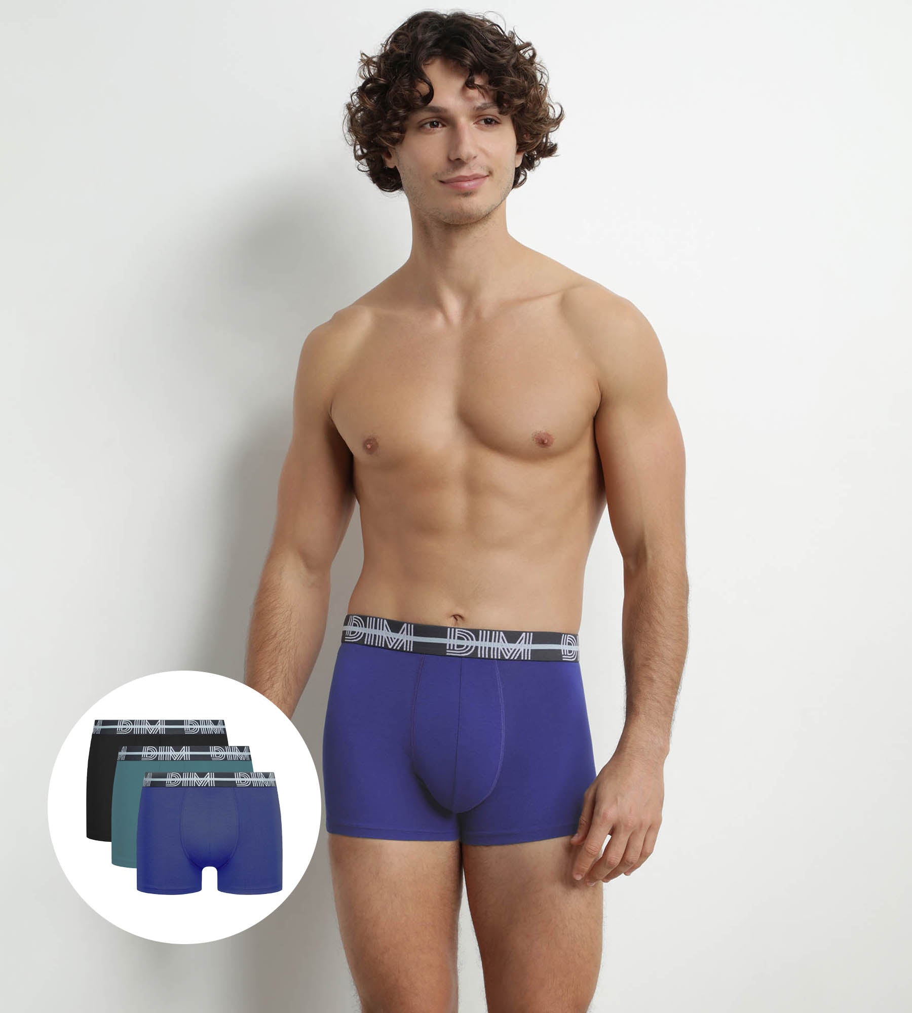 3D Waistband Men's Boxer Briefs 3-Pack - Black, Blue, Green - Comfortable & Breathable Underwear for Daily Wear, Sports & Gym