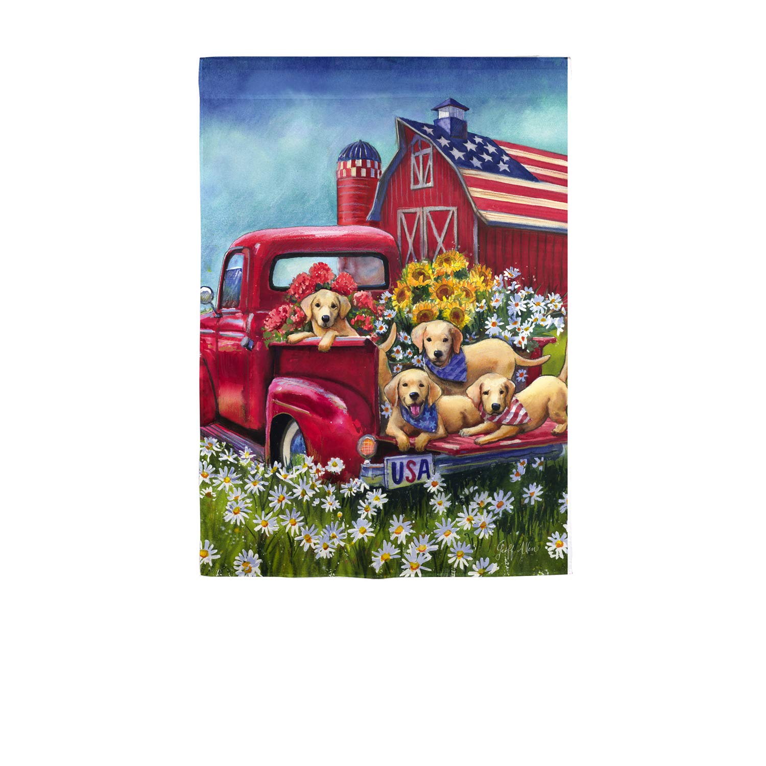 Americana Dogs Suede Garden Flag - 13x18in Fade-Resistant Outdoor Decor for Yard & Garden