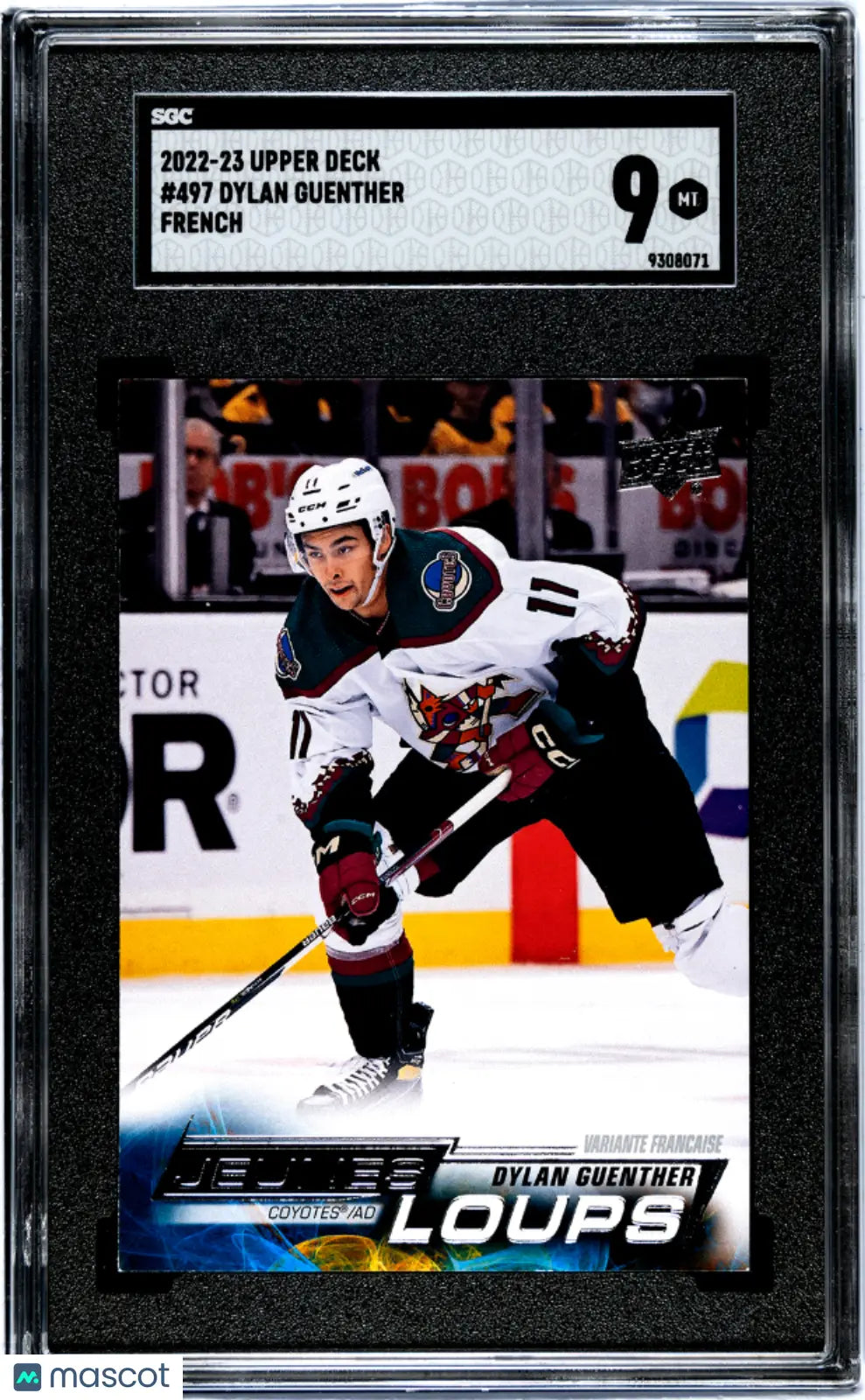 2022-23 Upper Deck Series 2 Hockey Dylan Guenther Young Wolves SGC 9 #497 - Collectible Hockey Card for Trading & Display