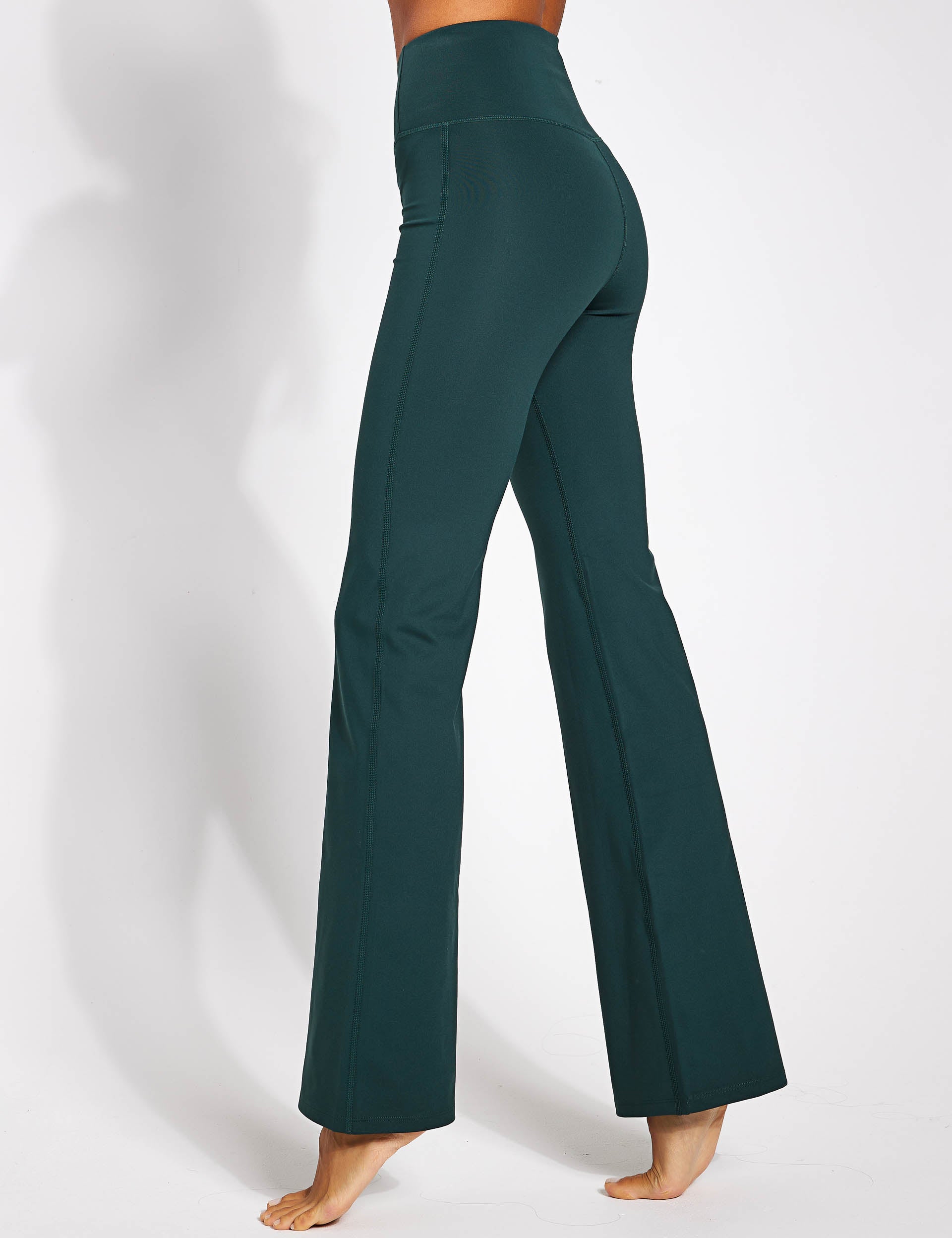 High Waist Compressive Flare Leggings for Women - Moss Green Yoga Pants with Tummy Control | Perfect for Yoga, Workouts & Casual Wear
