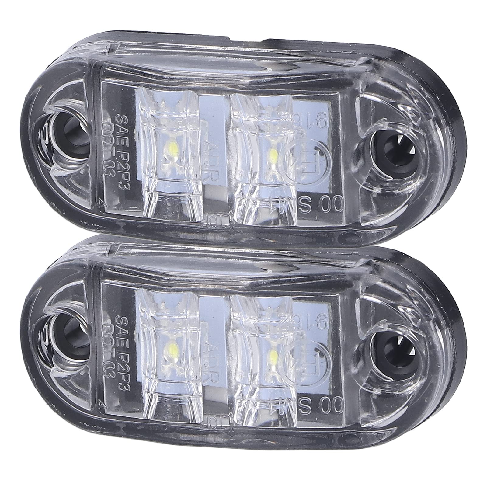 10-30V 2LED High Brightness Side Marker Light - White Turn Signal Lamp for Cars, Trucks, Trailers & RVs | Durable Automotive Lighting for Night Driving & Parking Safety
