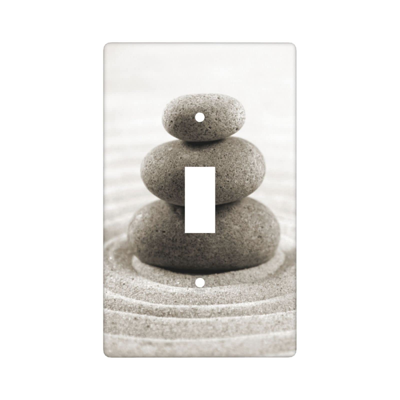 Decorative Gray Stone Single Light Switch Cover Plate - 1 Gang Toggle Wall Plate (4.5