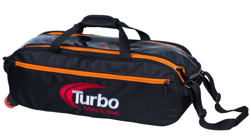 Turbo Pursuit Slim Triple Tote Bowling Bag - Orange & Black - Perfect for Bowling Tournaments, League Games & Sports Gear Storage