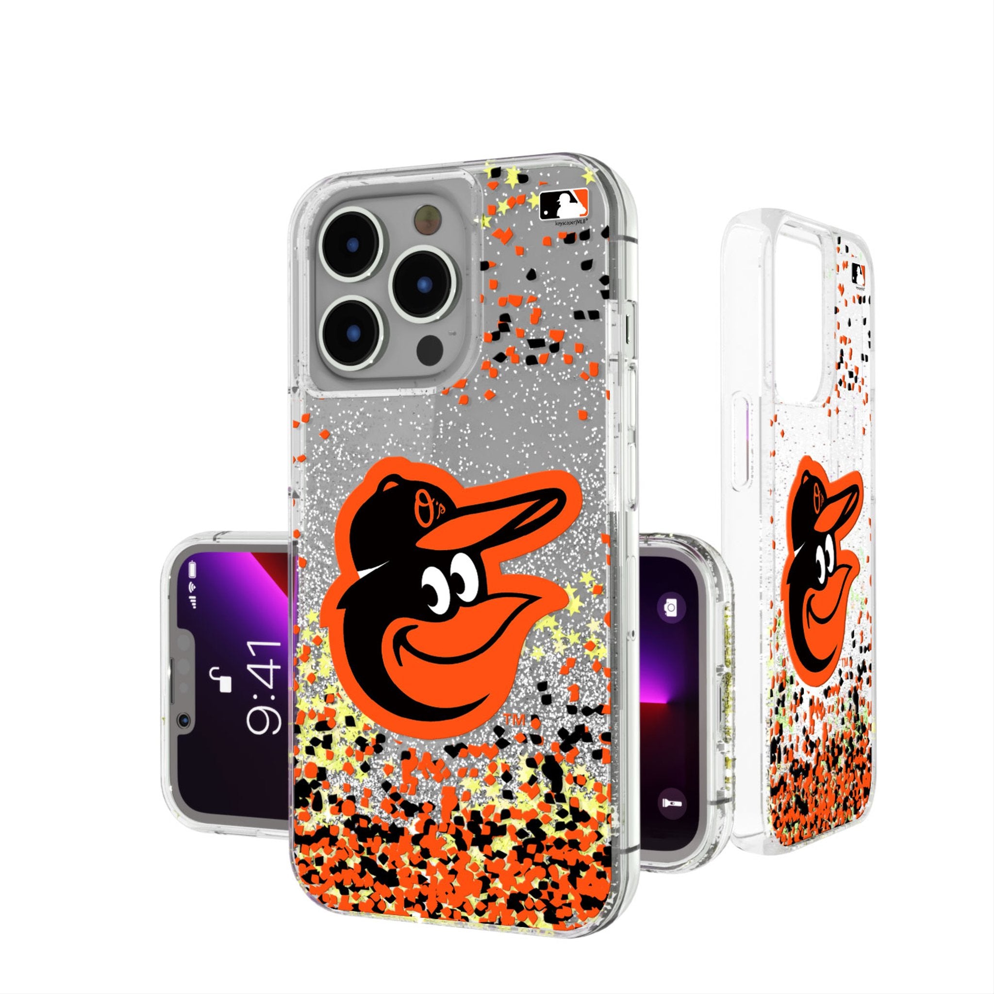 Baltimore Orioles Glitter Confetti Phone Case - MLB Team Design for iPhone & Samsung - Perfect for Baseball Games & Fan Events