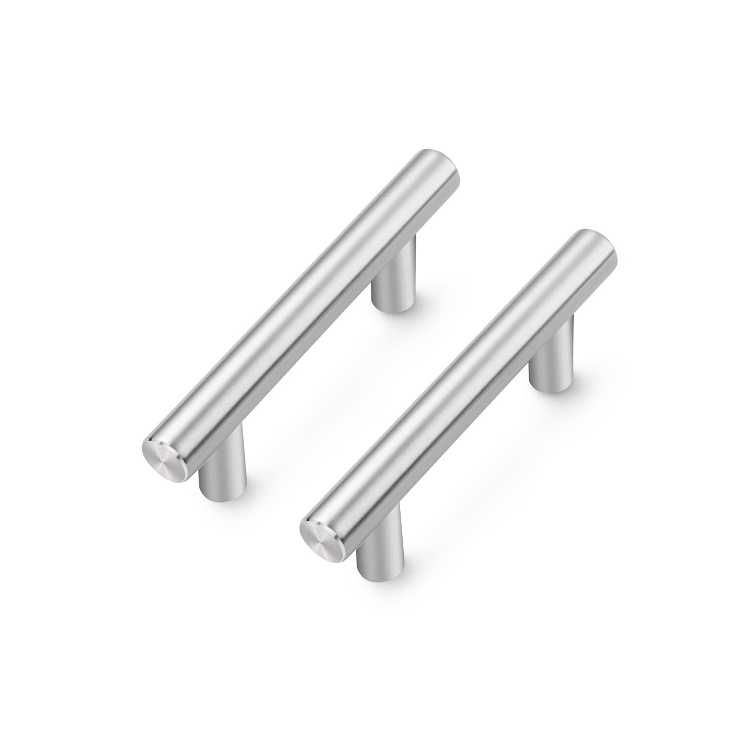 25 Pack T Bar Cabinet Pulls 2-1/2 Inch Hole Center - Brushed Nickel Stainless Steel Kitchen Handles - 4 Inch Overall Length - Modern Drawer & Cupboard Hardware for Kitchen, Bathroom & Office Storage