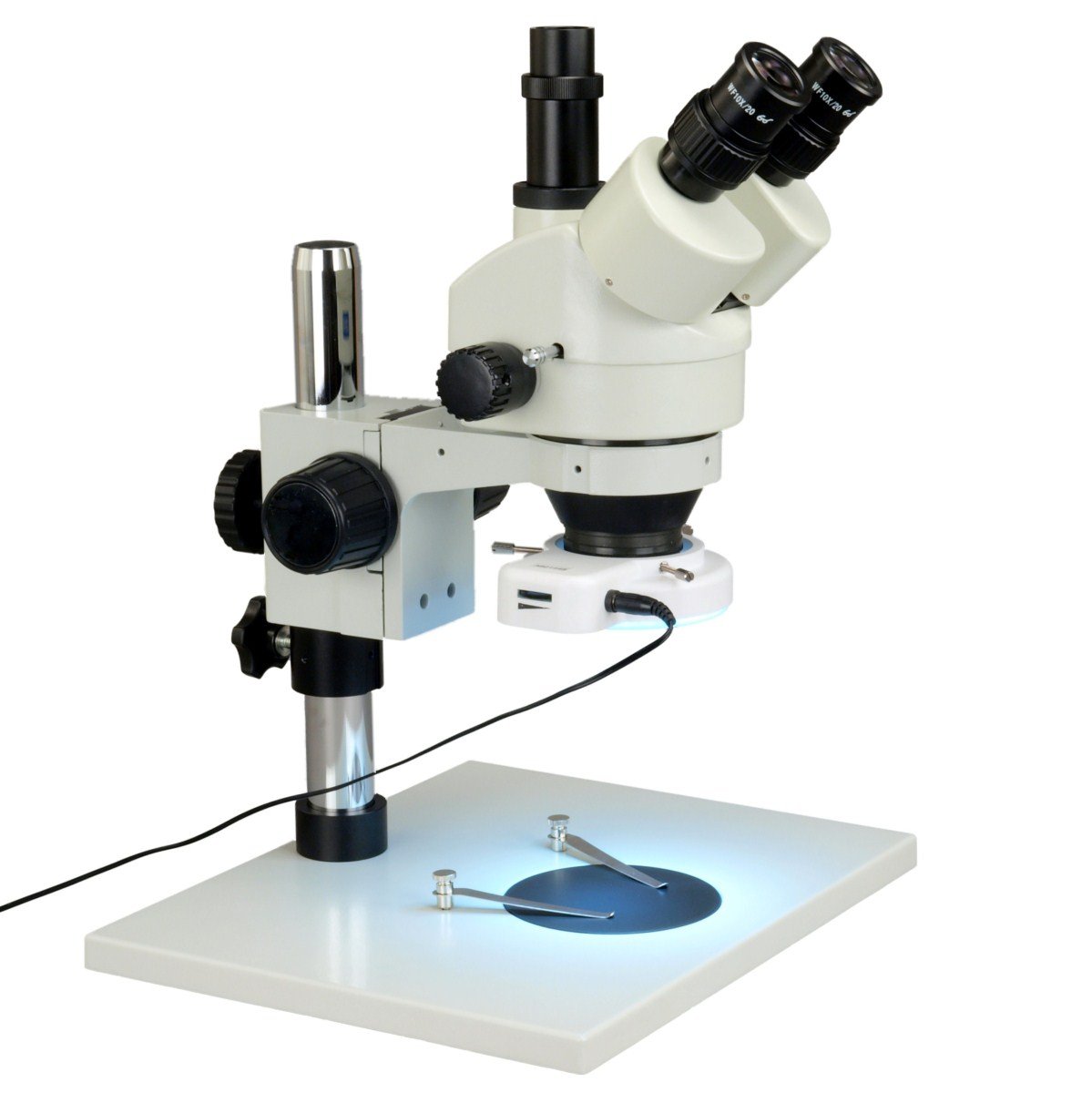 OMAX 7X-45X Trinocular Stereo Microscope with LED Ring Light for Lab & Research