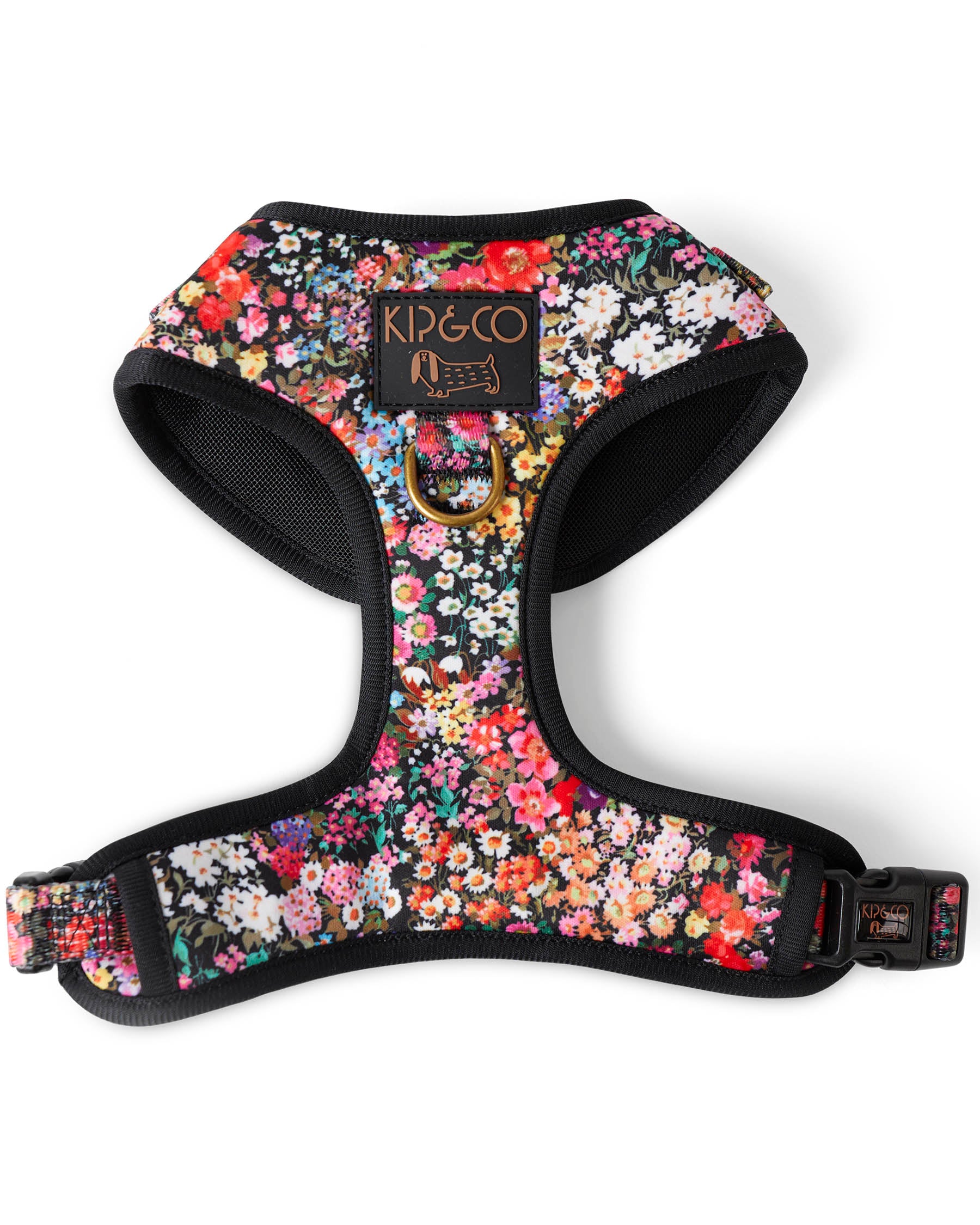 Forever Floral Black Dog Harness - Adjustable Pet Vest for Small & Medium Dogs - Perfect for Walking, Training & Outdoor Adventures