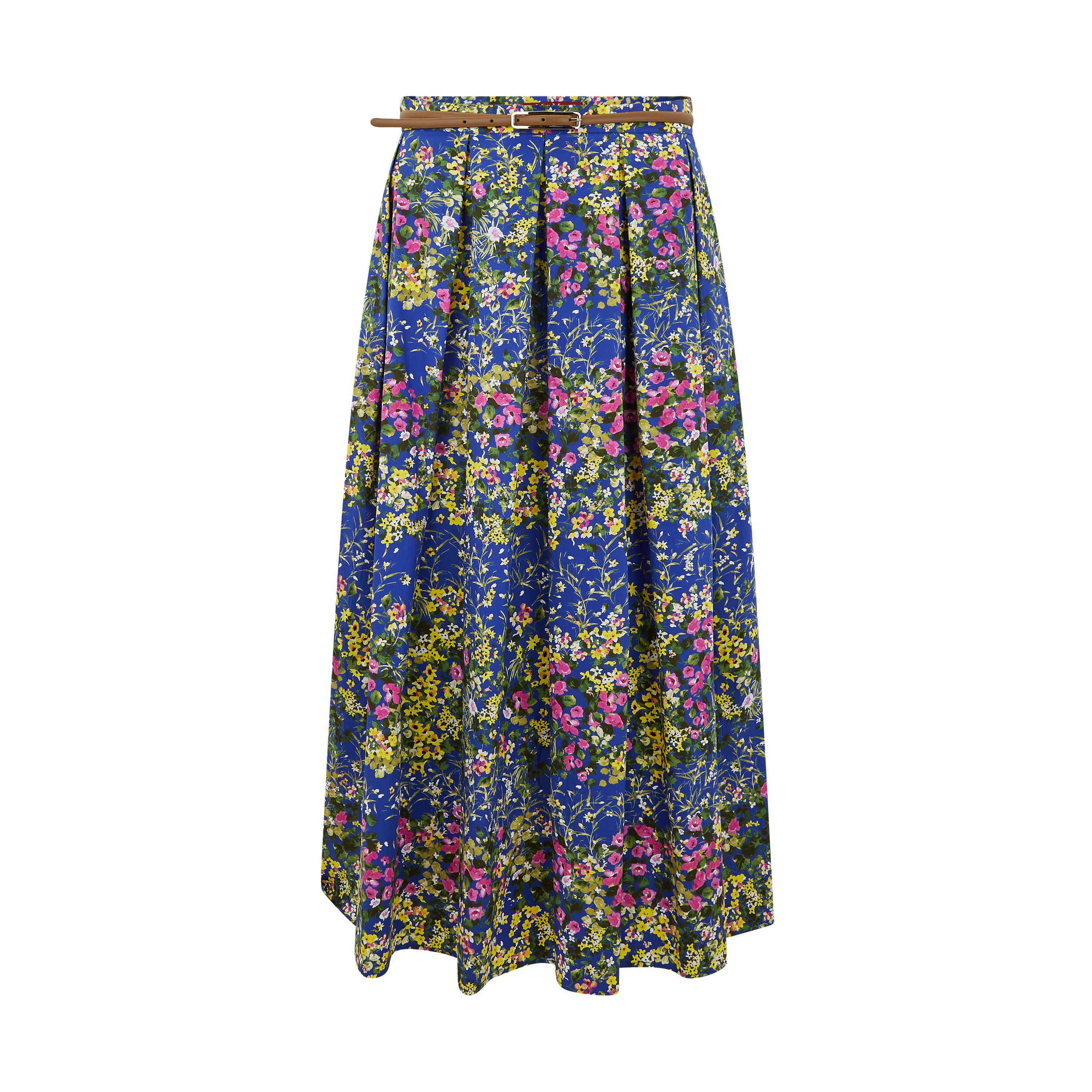 Moresca Floral Print Cotton Poplin Pleated Skirt for Women | Summer A-Line Midi Skirt | Casual & Boho Style | Perfect for Beach, Vacation & Date Night Outfits