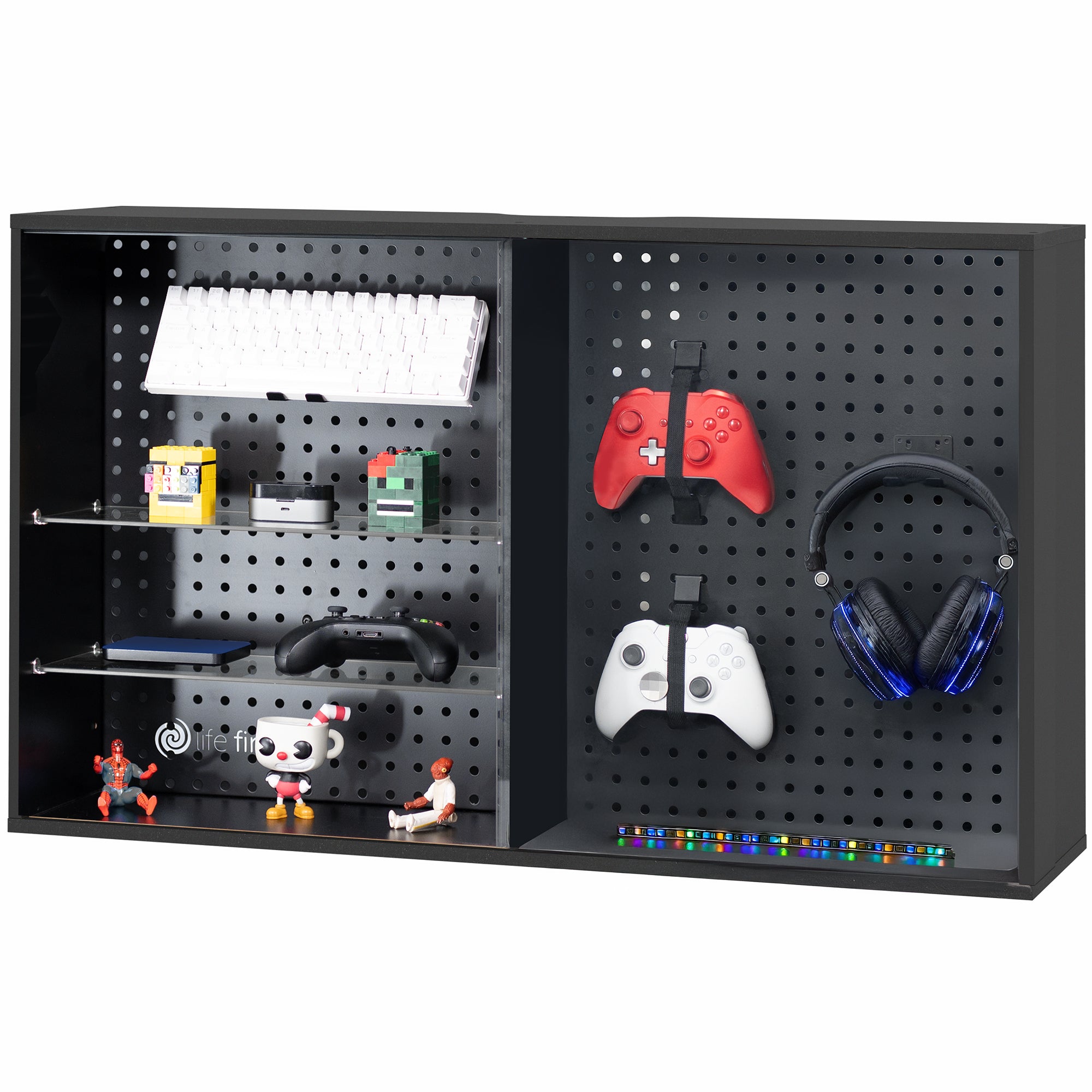VIVO Pegboard Cabinet with Glass Door - Wall Mount Storage Organizer for Tools, Office Supplies & Home Essentials | Perfect for Garage, Workshop & Office Organization