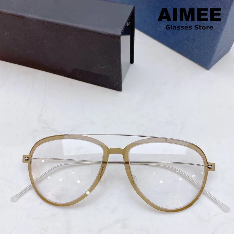 Aimee Unisex Full Rim Oval Double Bridge Titanium Eyeglasses 46547 - Lightweight Durable Frame for Reading, Work & Fashion - Perfect for Office, School & Everyday Wear
