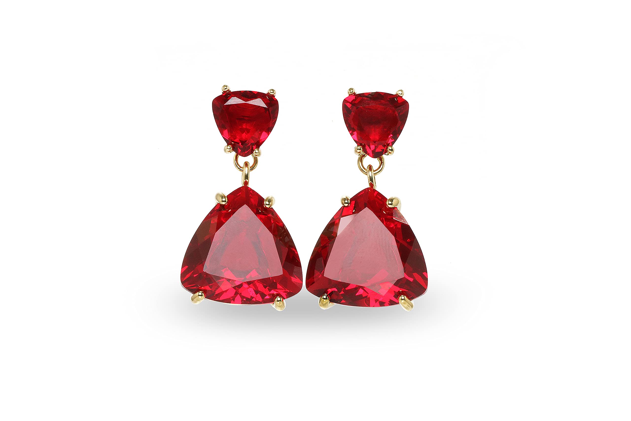 Luscious Ruby Earrings for Women - Elegant Gold Statement Earrings with Multi Gemstones & Crystals - Perfect for Bridal, Birthstone Jewelry & Custom Gifts | Ideal for Weddings, Anniversaries & Special Occasions