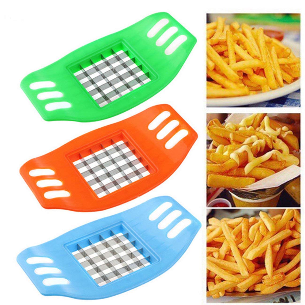 Fengzong Potato Slicer - Stainless Steel French Fry Cutter, Vegetable Chopper for Kitchen - Perfect for Making Homemade Fries, Salads & Meal Prep (Random Color)