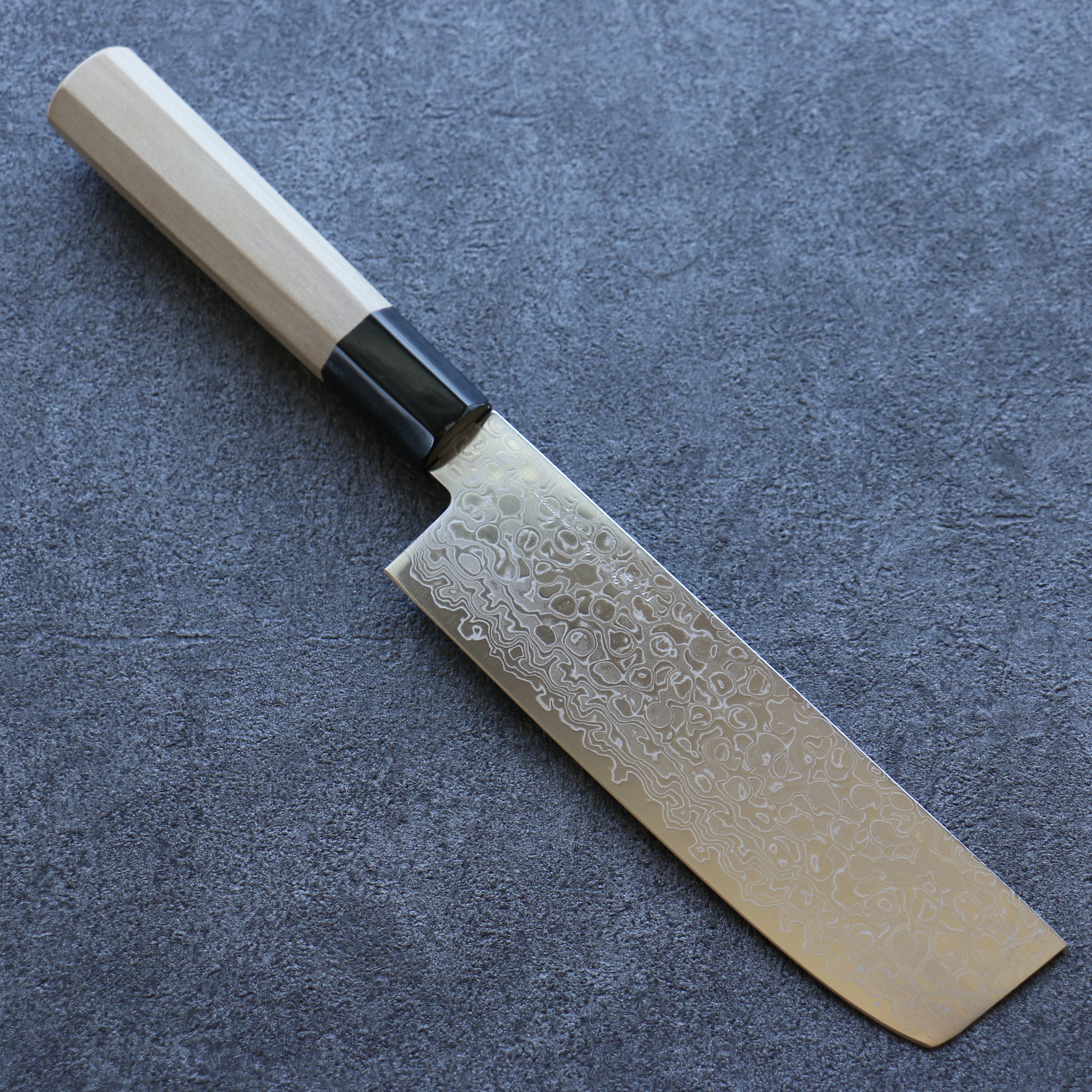 Premium Misuzu AUS10 Damascus Steel Nakiri Knife 165mm - Japanese Kitchen Knife with Magnolia Wood Handle - Perfect for Slicing Vegetables, Herbs & Sushi Preparation