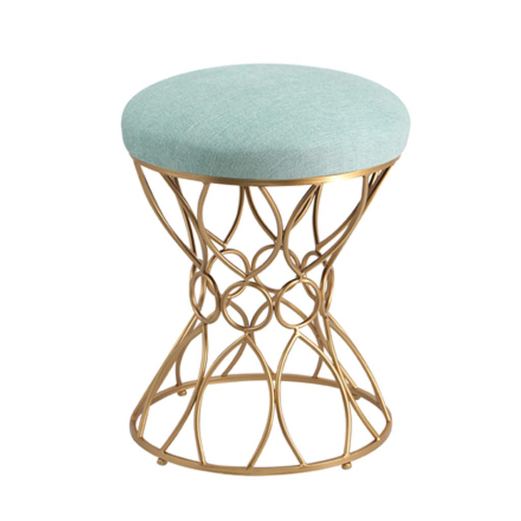 Fashionable Vanity Stool & Makeup Chair - Green Upholstered Shoe Bench, 39x39x47cm - Perfect for Dressing Room, Bedroom & Beauty Salon