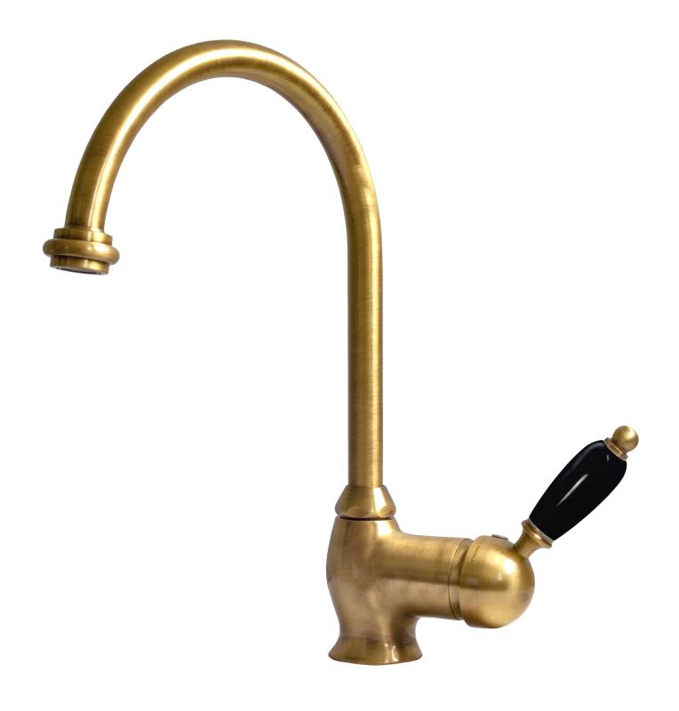 Finsbury Bronze Kitchen Faucet with Black Handle - Modern Pull-Down Sink Mixer for Farmhouse & Contemporary Kitchens