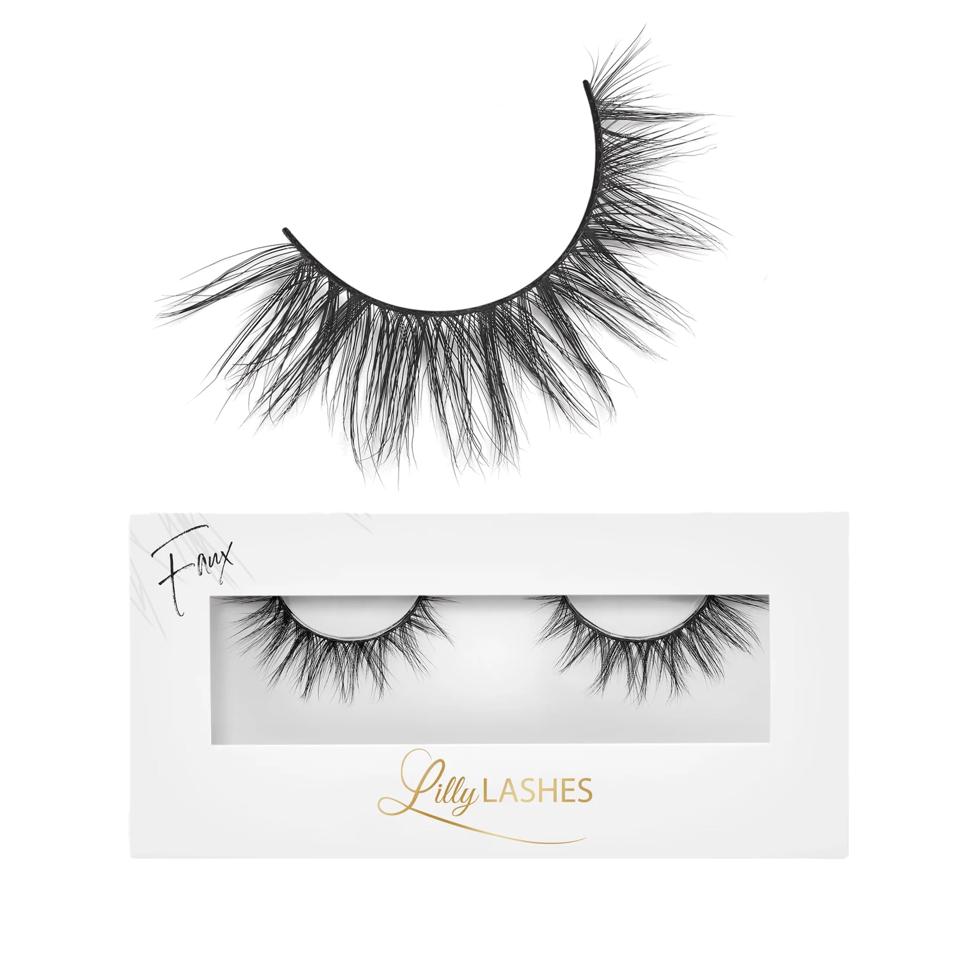 Lilly Lashes Luxe in Lite Faux Mink Eyelashes - Natural Looking Strip Lashes with Silk-Like Fibers, Reusable False Lashes for Everyday Wear (No Glue Included) | Perfect for Weddings, Parties & Special Occasions