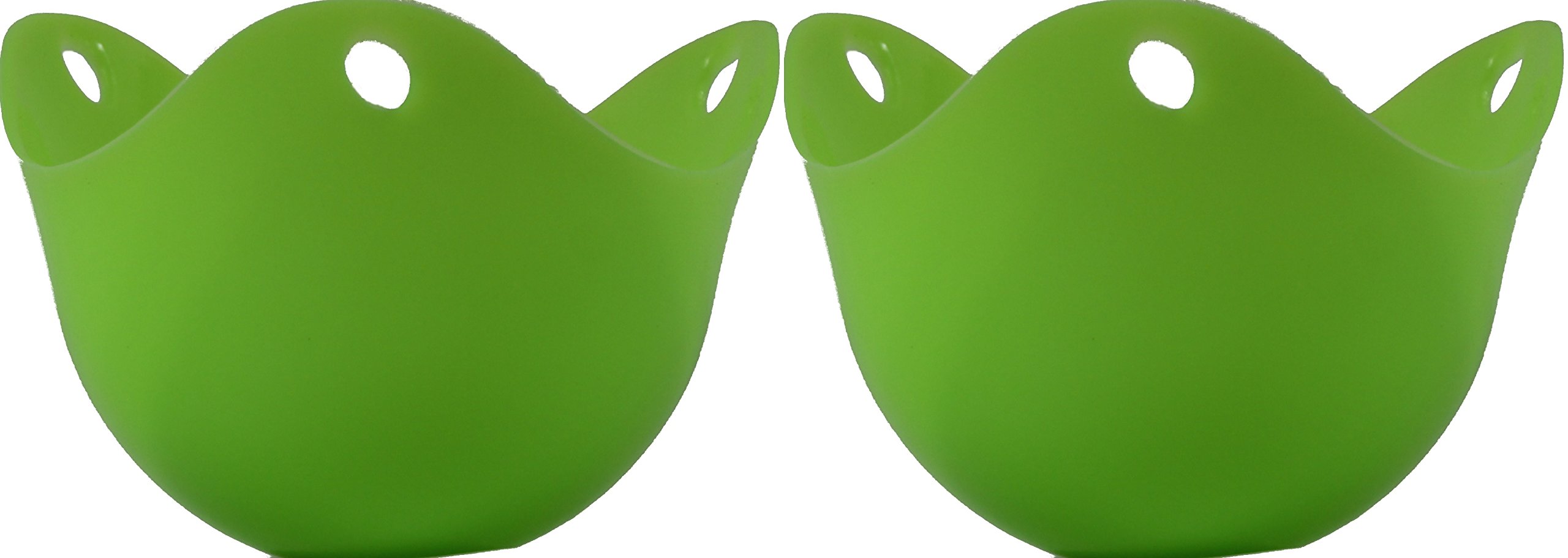 Best Silicone Egg Poacher Cups - Set of 2 Green Basket Holders for Perfect Poached Eggs - Non-Stick Pan Steamer Pods for Breakfast & Meal Prep - Ideal for Home Cooking, Camping & Gifts