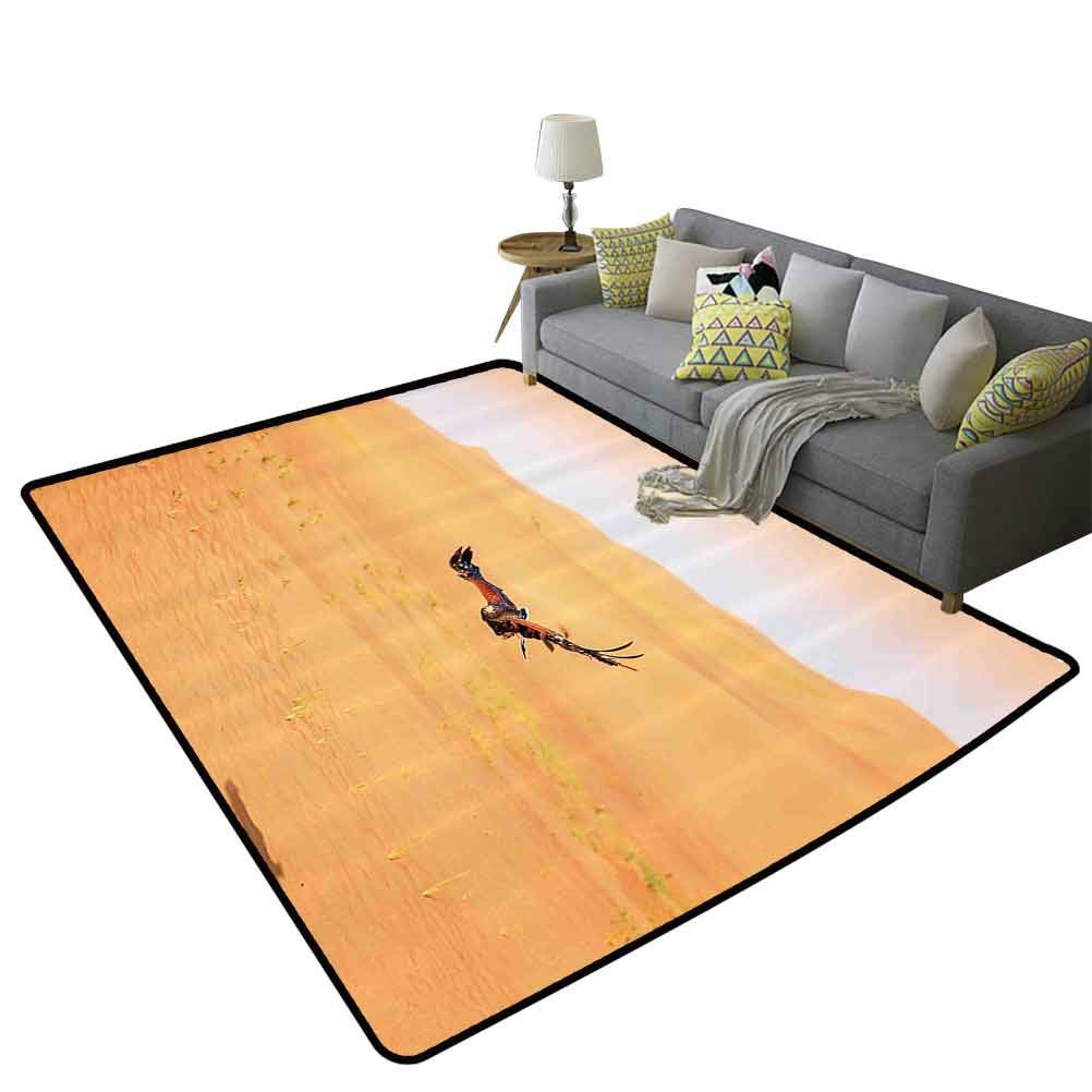 Harris Hawk Flying Over Dubai Desert Dunes Area Rug - 6'x7' (180x210cm) Nature-Themed Living Room Decor, Apricot & Peach Digital Print - Perfect for Home, Office & Gifts